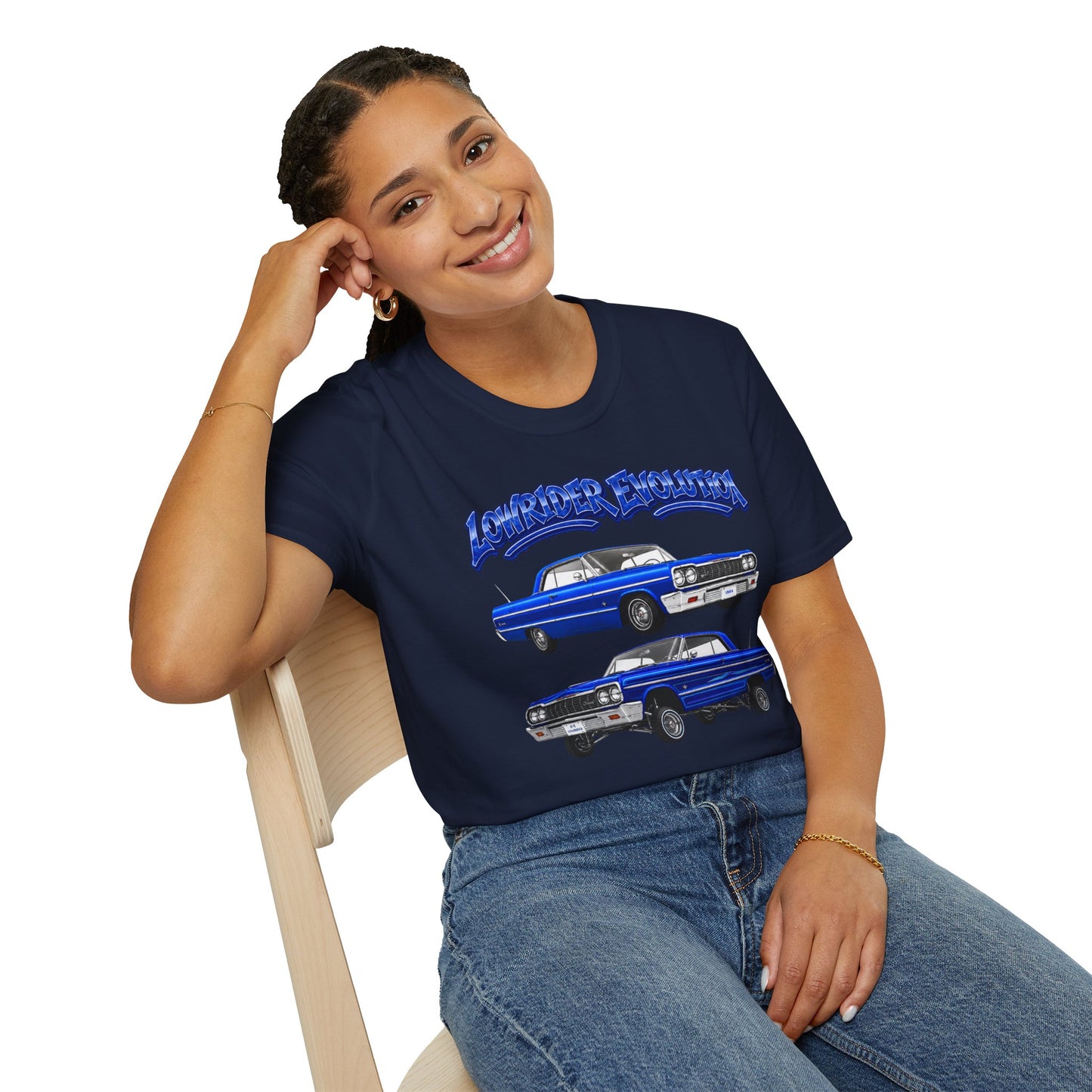 Classic Lowrider Shirt, Lowrider Evolution Tee, Blue Vintage Car Shirt, Car Enthusiast Gift, Retro Auto Graphic Tee
