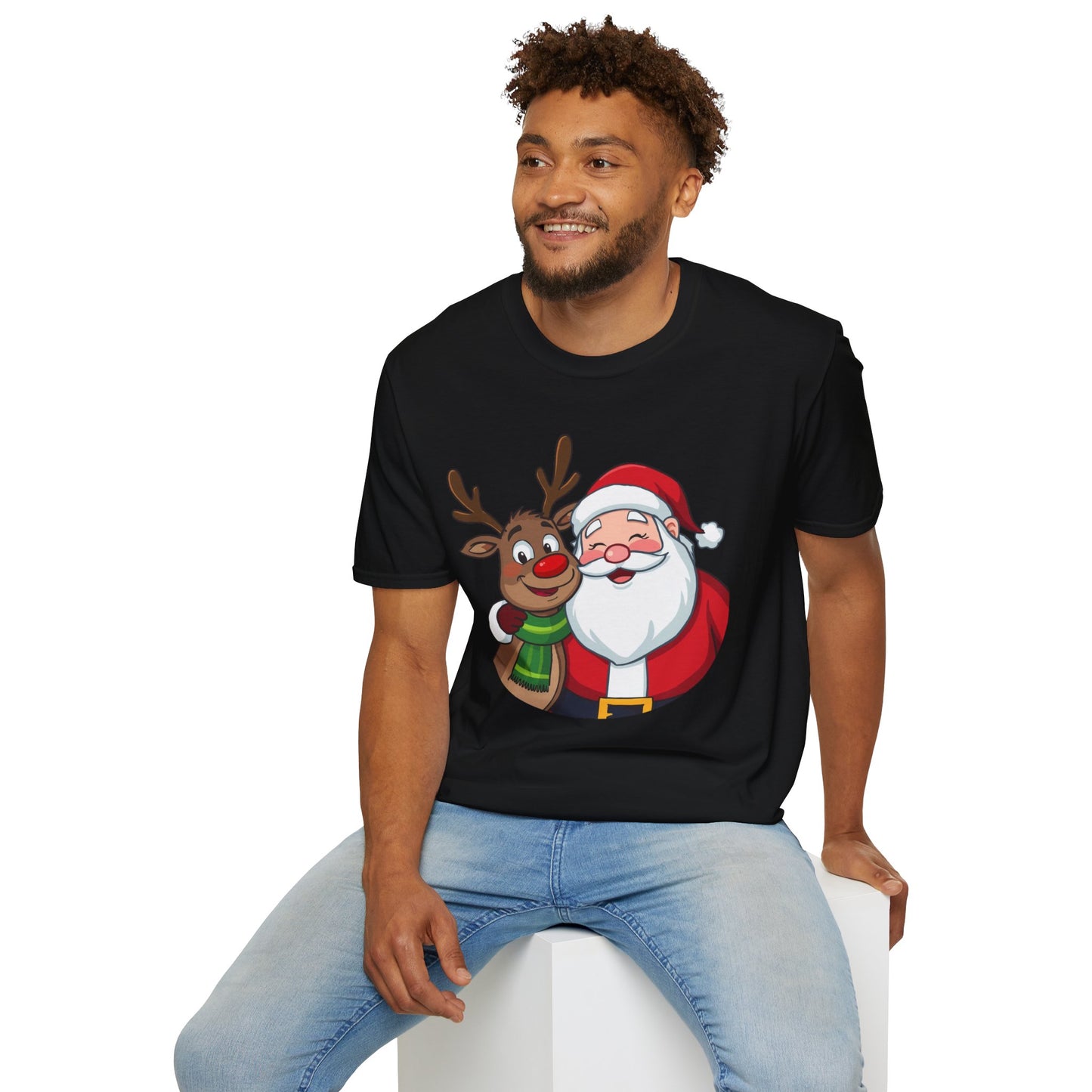 Smiling Santa and Rudolph Shirt, Family Christmas Shirts, Christmas T Shirt, Holiday Shirt, Cute Xmas Shirt for the family, Holiday Gift