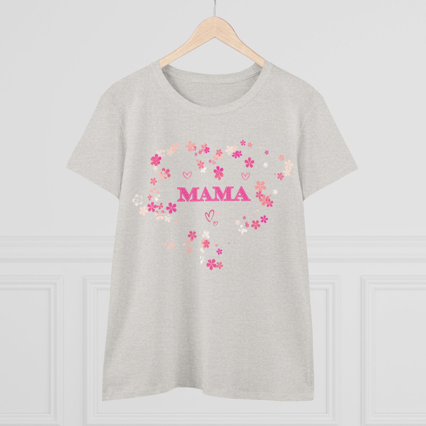 Floral Mama Women's Tee, Mother's Day Shirt, Heart Print Shirt, Mom Gift Shirt, Motherhood Tee, Mom Gift, MAMA Pride Shirt
