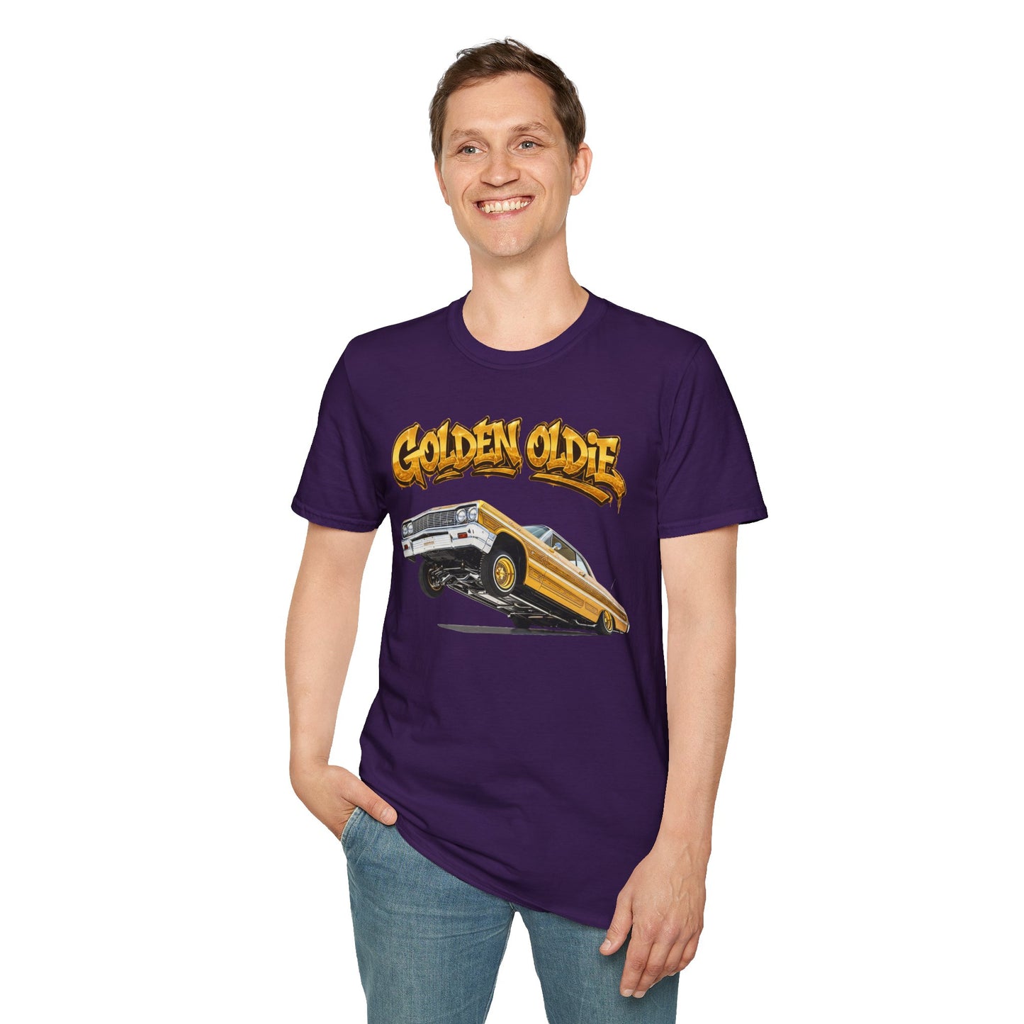Golden Oldie Lowrider Shirt, Classic Car Tee, Vintage Auto Graphic Shirt, Car Enthusiast Gift, Retro Car Lover Tee