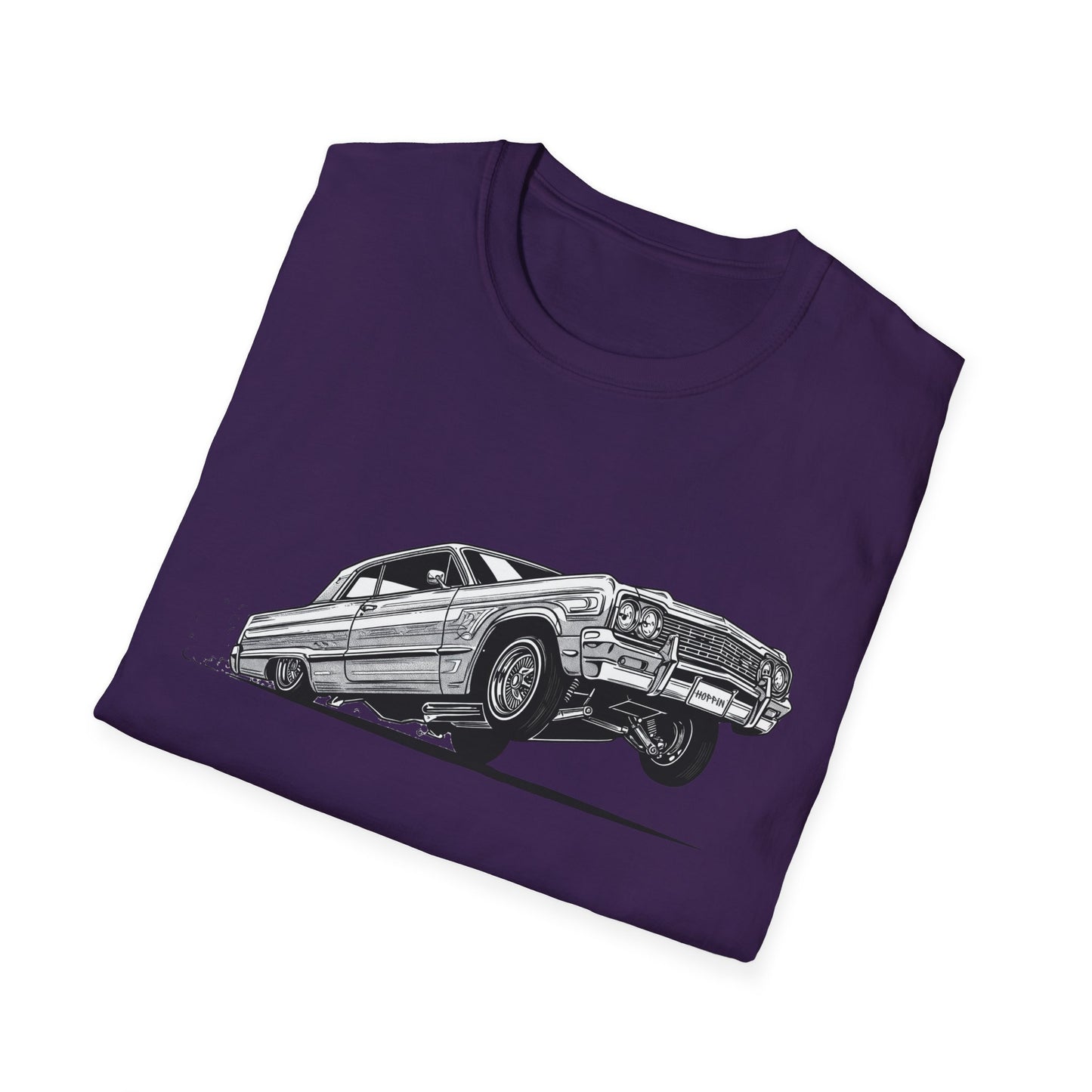 1964 Chevy Impala Hydraulics Lowrider Ink Drawing T-Shirt - Old School Hip Hop Cholo Art Tee Design - Chicano Car Club Graphic Tee