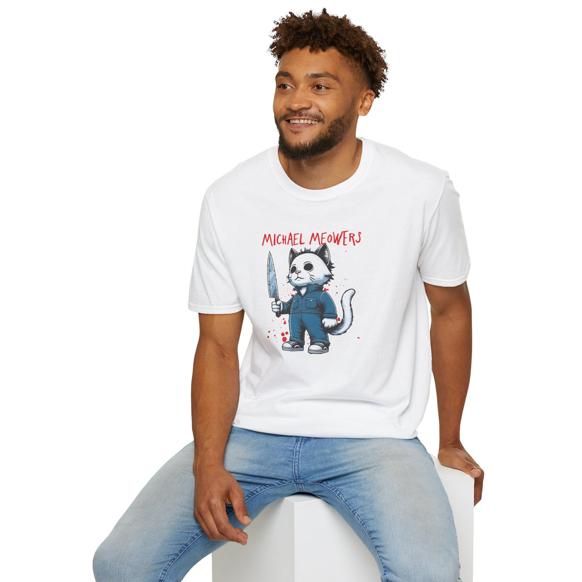 Michael Meowers Halloween Funny Cat T-Shirt, Scary Movie Tee, Halloween Cat Shirt, Horror Movie Cat Fan Gift, Horror Movie Character