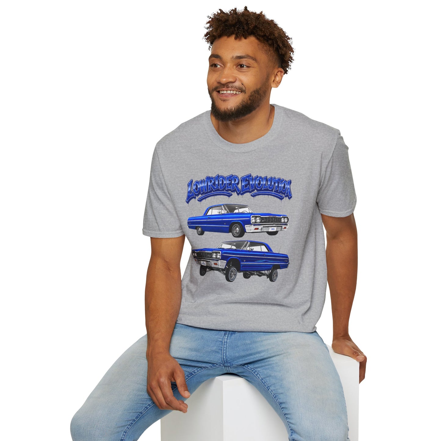Classic Lowrider Shirt, Lowrider Evolution Tee, Blue Vintage Car Shirt, Car Enthusiast Gift, Retro Auto Graphic Tee