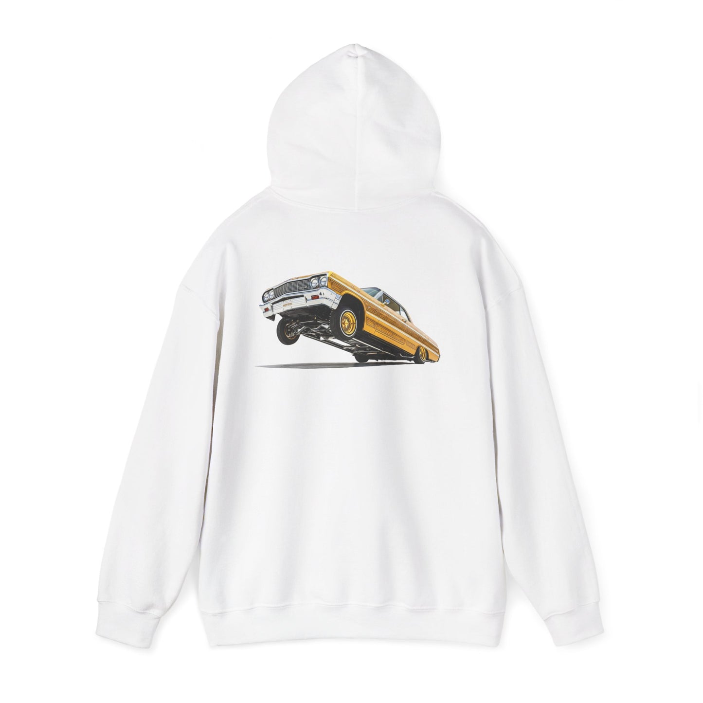 1964 Chevy Impala Hydraulics Lowrider Ink Drawing Hoodie - Old School Hip Hop Cholo Art Design - Chicano Car Club Graphic Hoodie