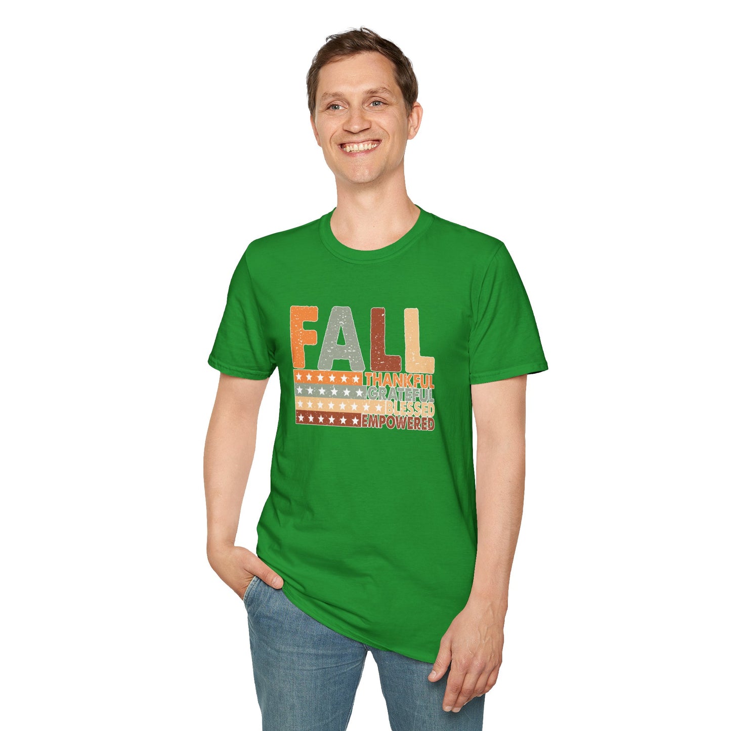 Fall Unisex Softstyle T-Shirt with Inspirational Words, Thankful, Grateful, Blessed, Empowered, Fall Tee, Hope Shirt, Thanksgiving Shirt