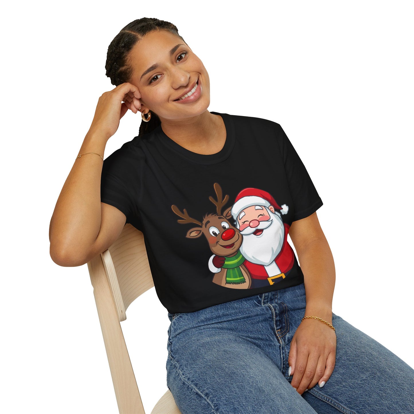Smiling Santa and Rudolph Shirt, Family Christmas Shirts, Christmas T Shirt, Holiday Shirt, Cute Xmas Shirt for the family, Holiday Gift