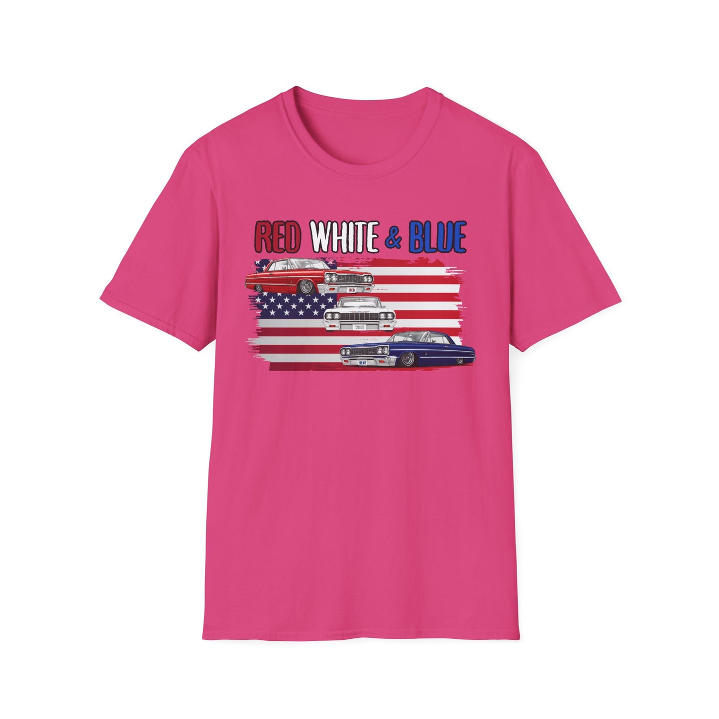 Patriotic Lowrider Shirt, Red White and Blue Car Tee, Classic Car Shirt, 4th of July Car Lover Gift, Unisex Auto Tee