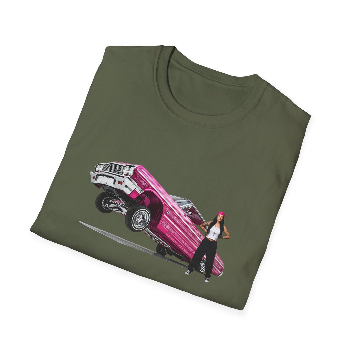 1964 Chevy Impala Hydraulics Lowrider Hoppin' graphic T-Shirt - Old School Hip Hop Cholo Art Tee Design - Chicano Car Club Graphic Tee