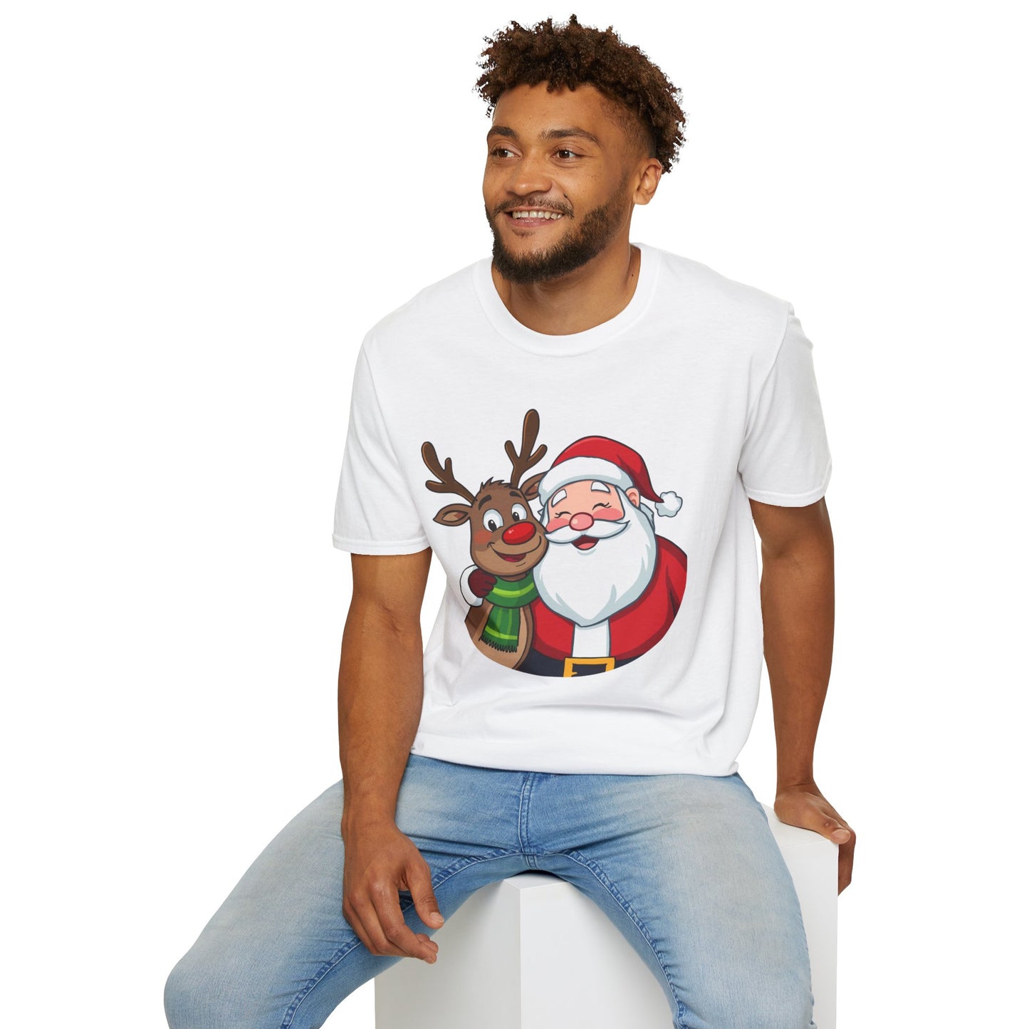 Smiling Santa and Rudolph Shirt, Family Christmas Shirts, Christmas T Shirt, Holiday Shirt, Cute Xmas Shirt for the family, Holiday Gift