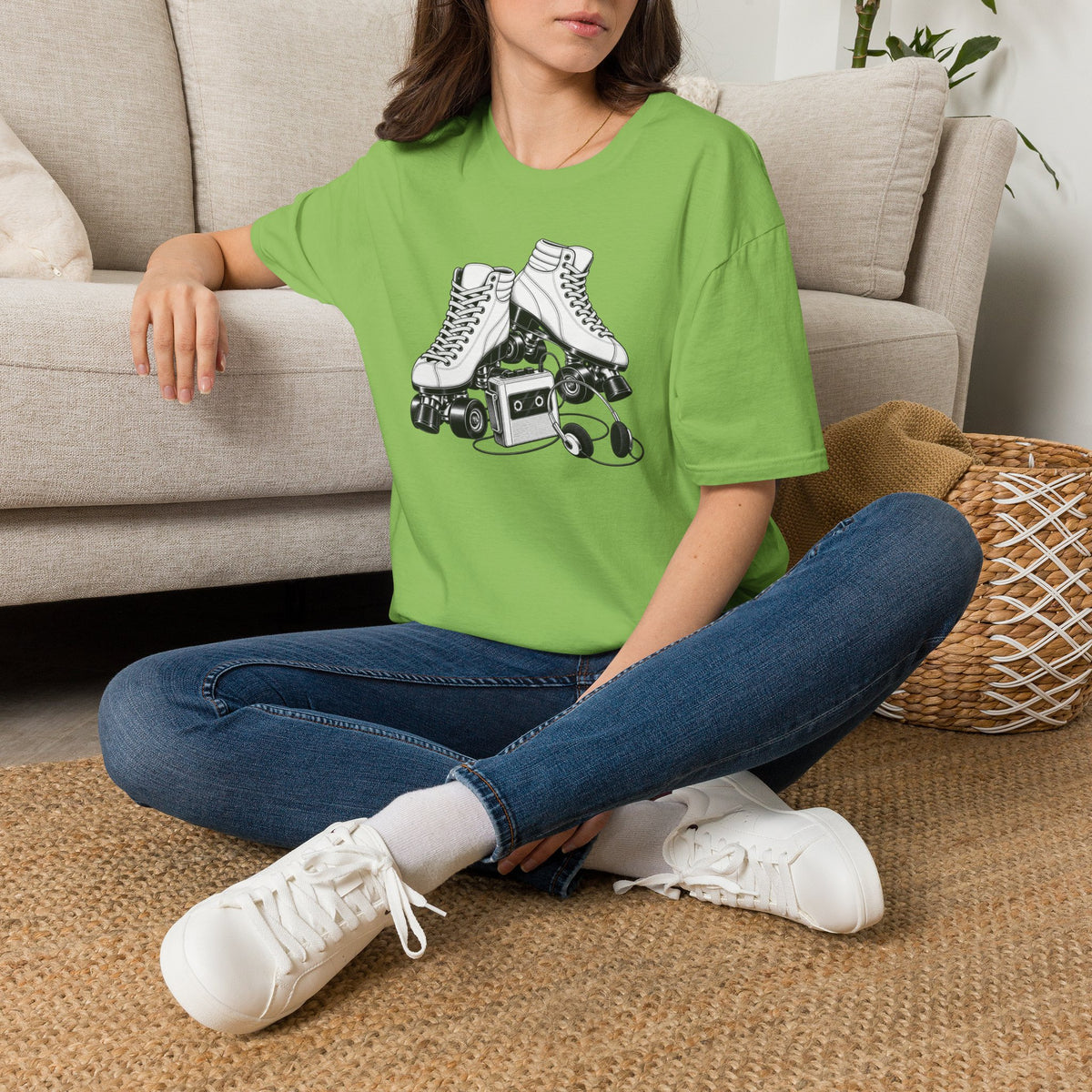 Roller Skate T-Shirt, Retro Cassette Tee, Vintage Roller Rink Shirt, Music Lover Gift, Skater Tee