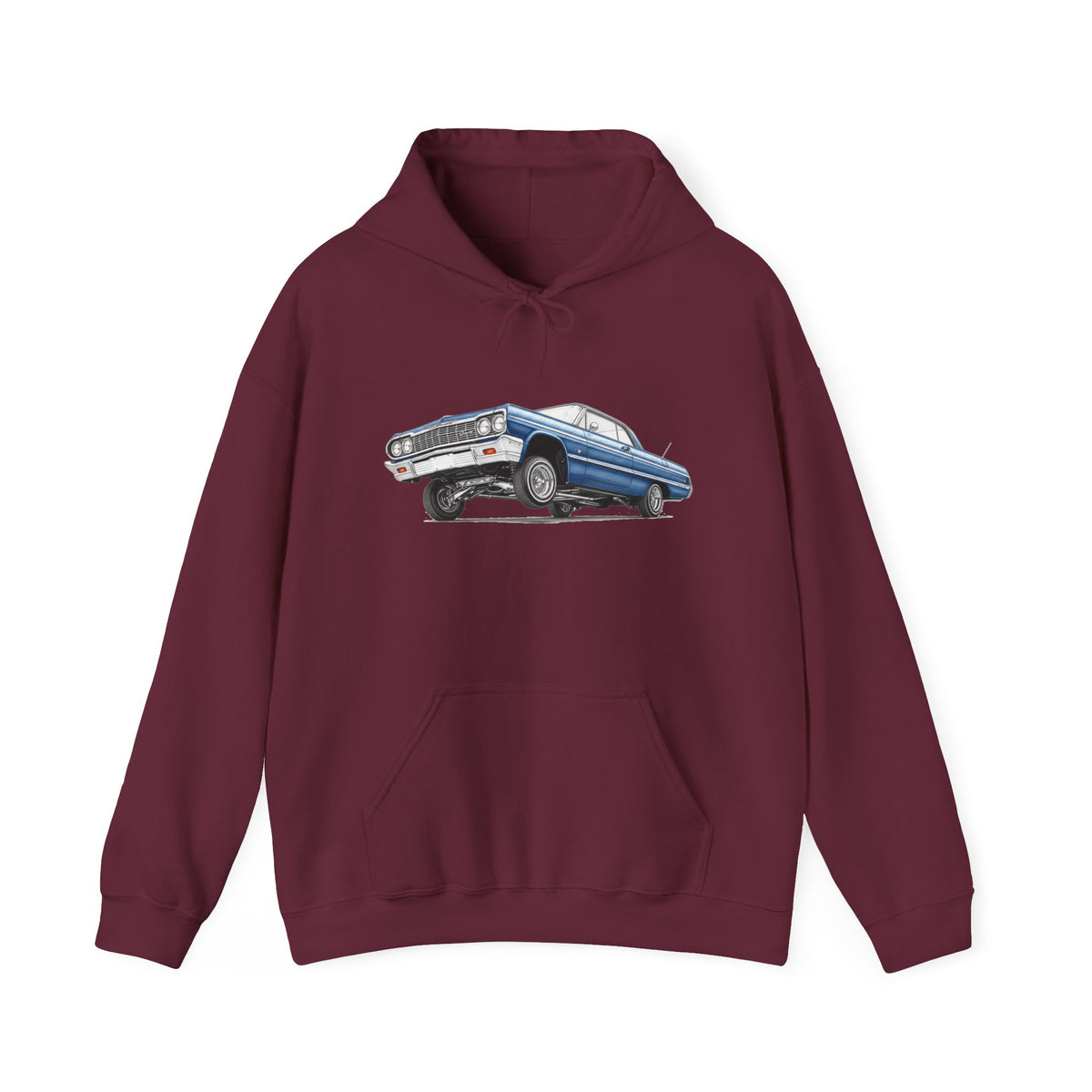 Classic Car Hoodie, Lowrider Car Hoodie, Blue Vintage Car Sweatshirt, Car Enthusiast Gift, Unisex Automotive Hoodie