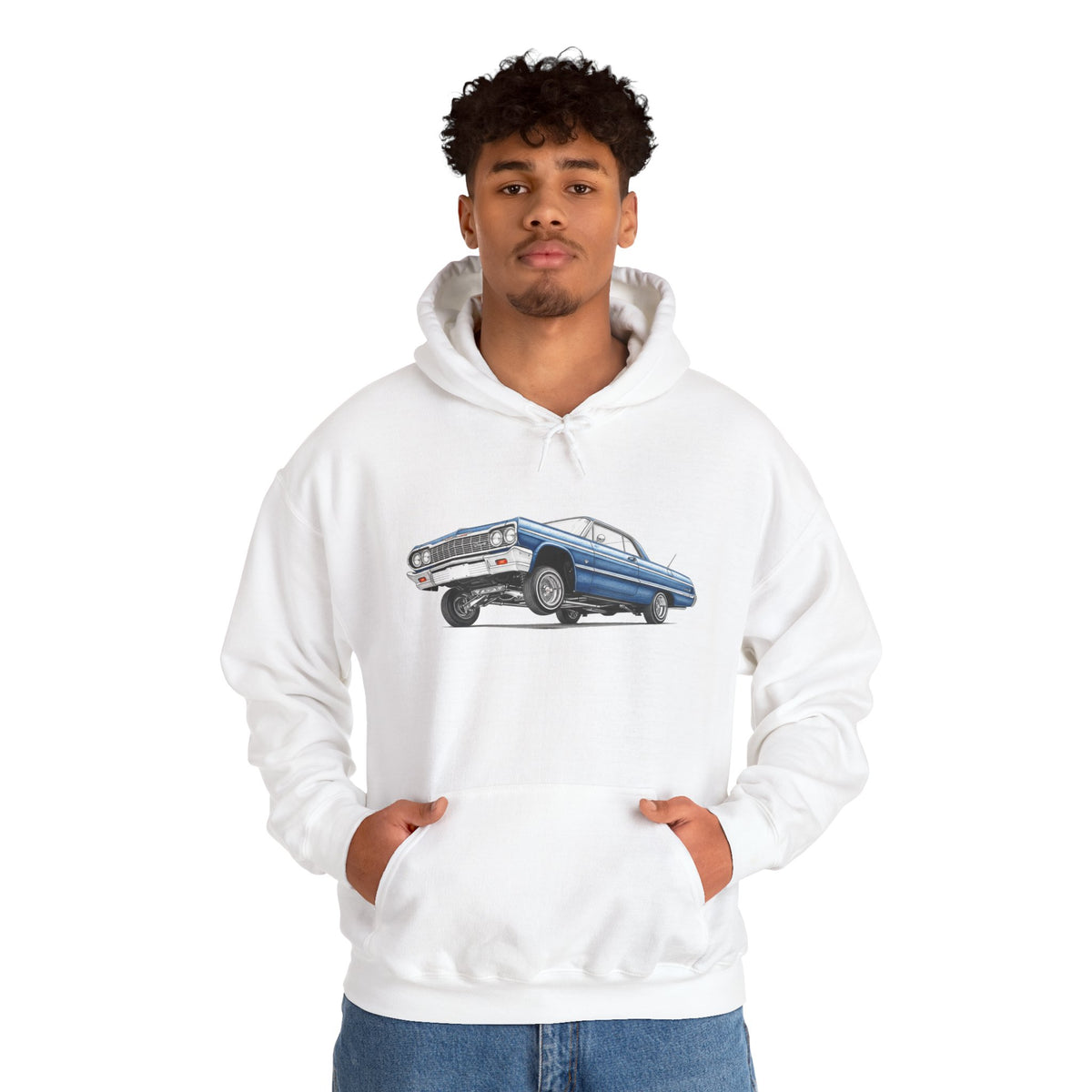 Classic Car Hoodie, Lowrider Car Hoodie, Blue Vintage Car Sweatshirt, Car Enthusiast Gift, Unisex Automotive Hoodie