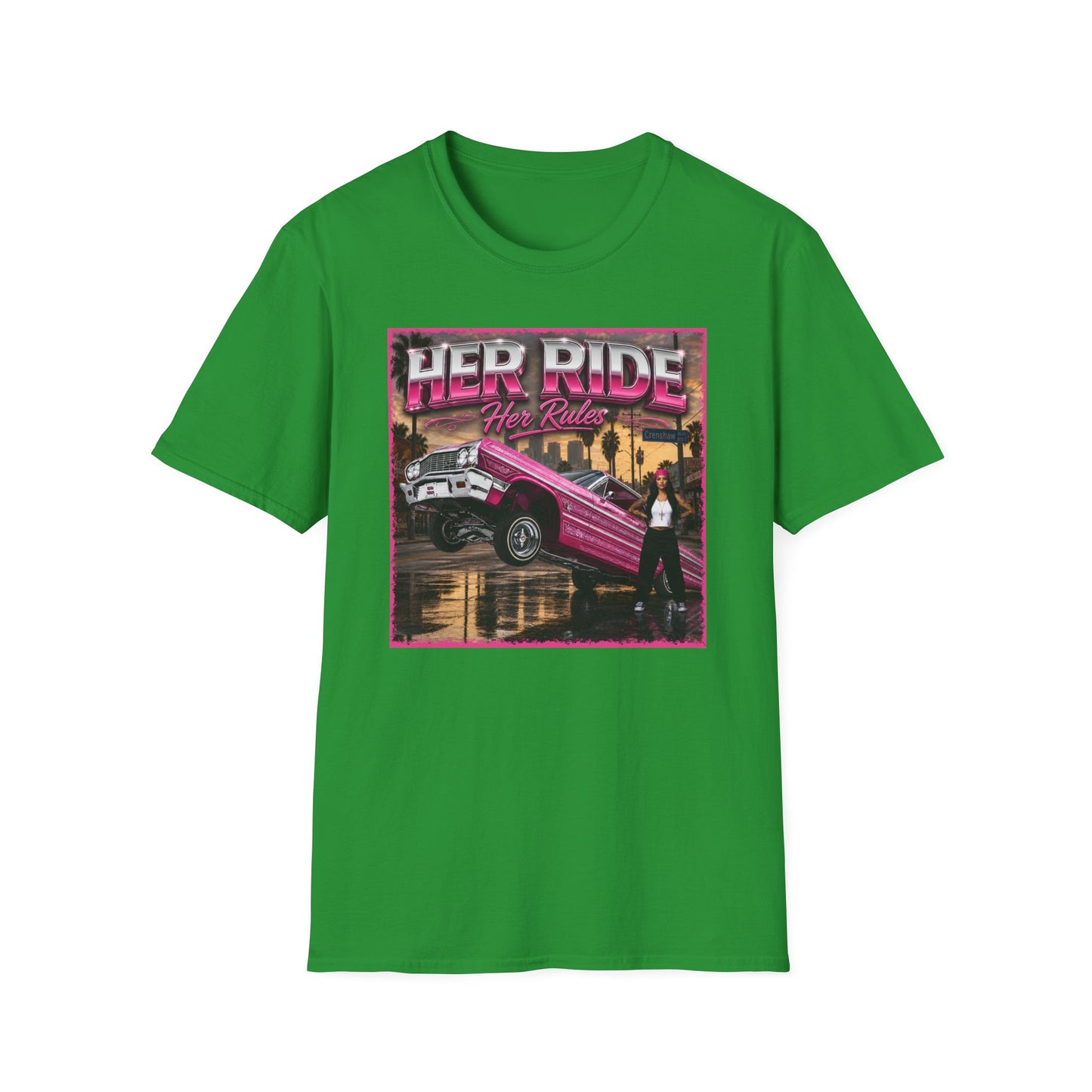 Women Lowrider Shirt, Her Ride Her Rules Tee, Pink Classic Car Graphic Shirt, Car Enthusiast Gift, Retro Auto Tee
