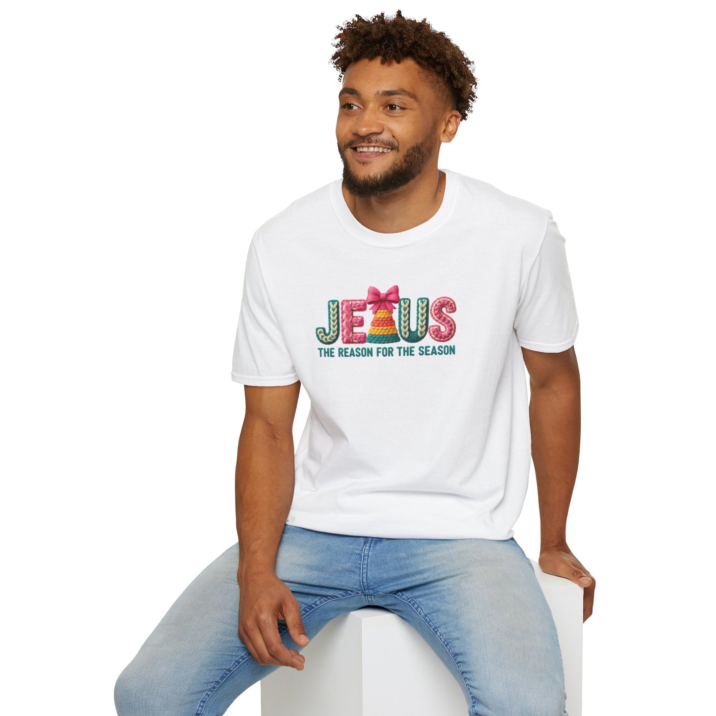 Jesus Christmas T-Shirt – The Reason for the Season Tee, Faith Christian Holiday Shirt with Bow Design