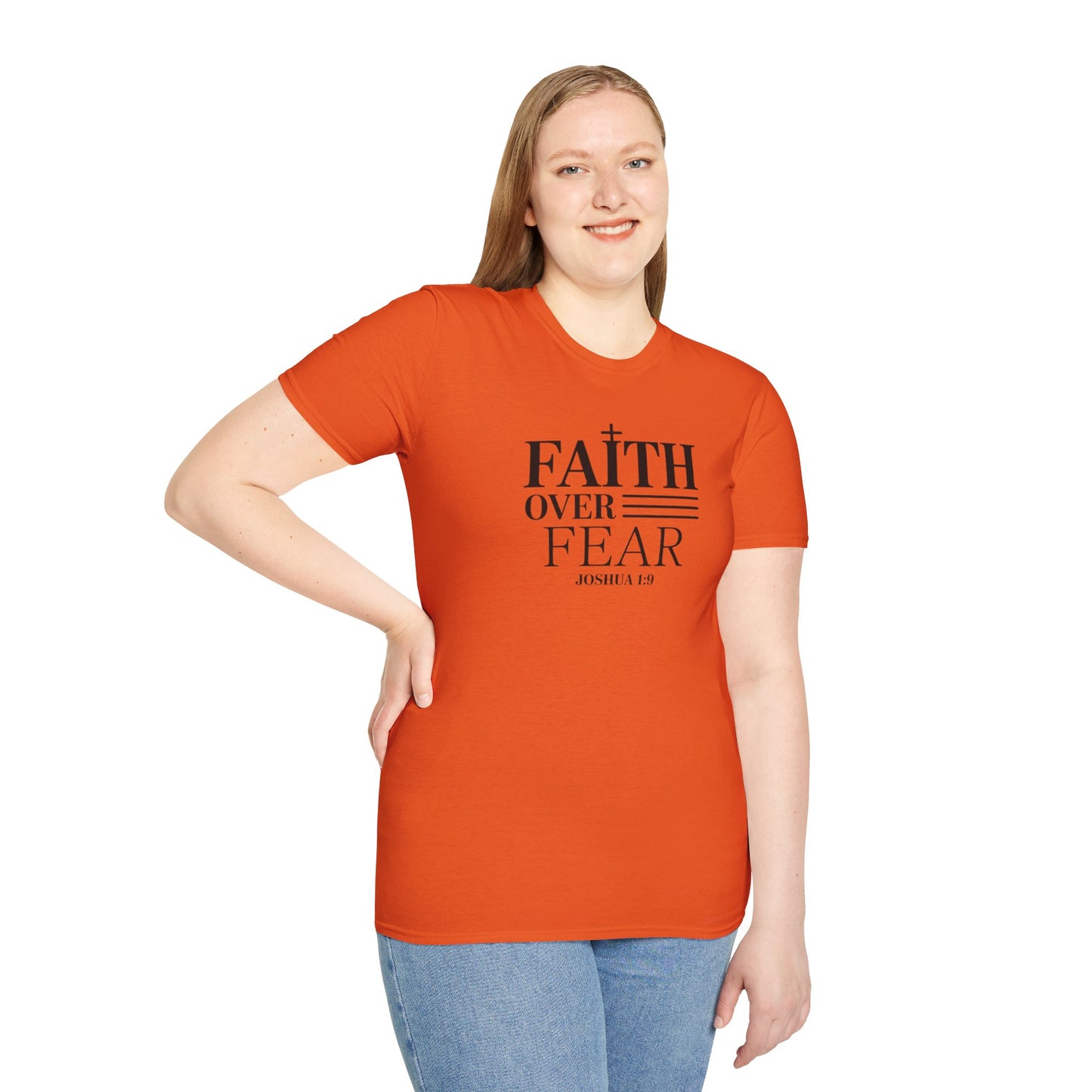 Faith Over Fear T-Shirt – Joshua 1:9 Bible Verse Shirt, Christian Inspirational Scripture Tee