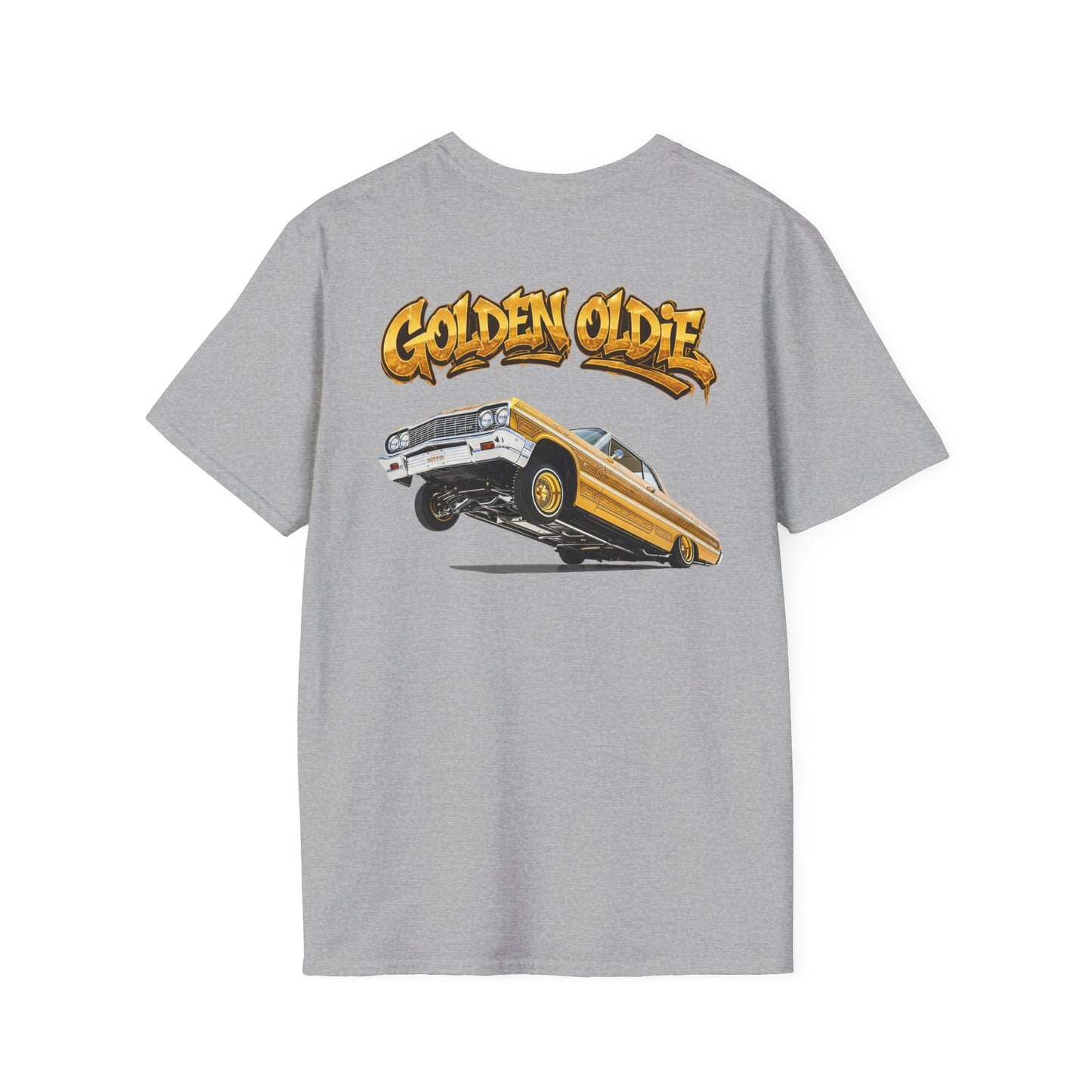 Back Print Lowrider Shirt, Golden Oldie Classic Car Tee, Vintage Car Enthusiast Shirt, Retro Auto Gift, Unisex Car Lover Tee