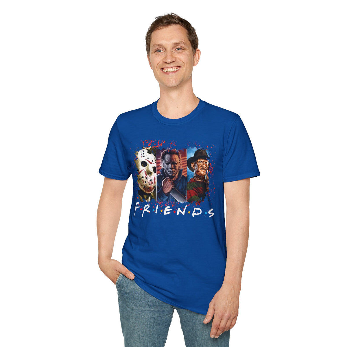Horror Movie Villains Halloween Friends Softstyle T-Shirt, Scary Movie Tee, Halloween Shirt, Horror Movie Fan Gift, Horror Movie Characters
