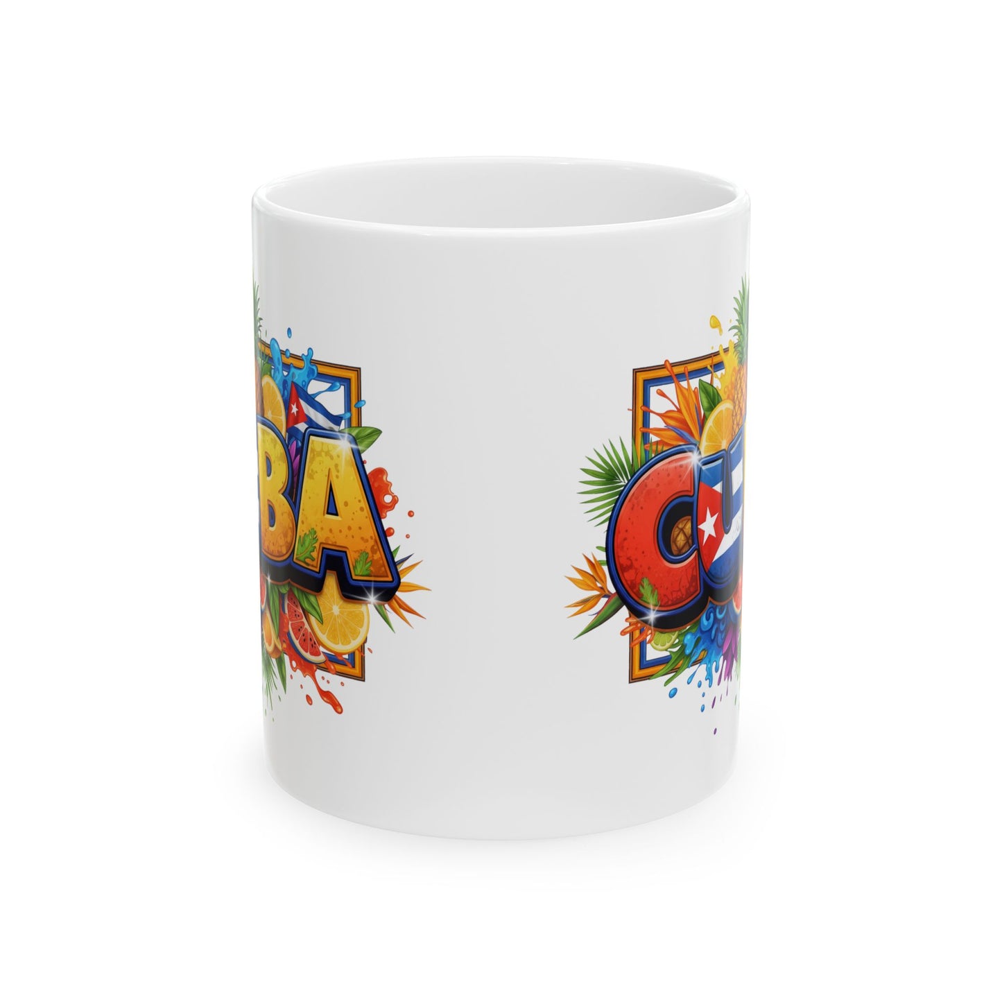 Colorful Cuban Flag Ceramic Mug, 11oz 15oz - Vibrant Cuba Souvenir Coffee Cup, Patriotic Tea Mug, Cuban American Gift, Kitchen Decor