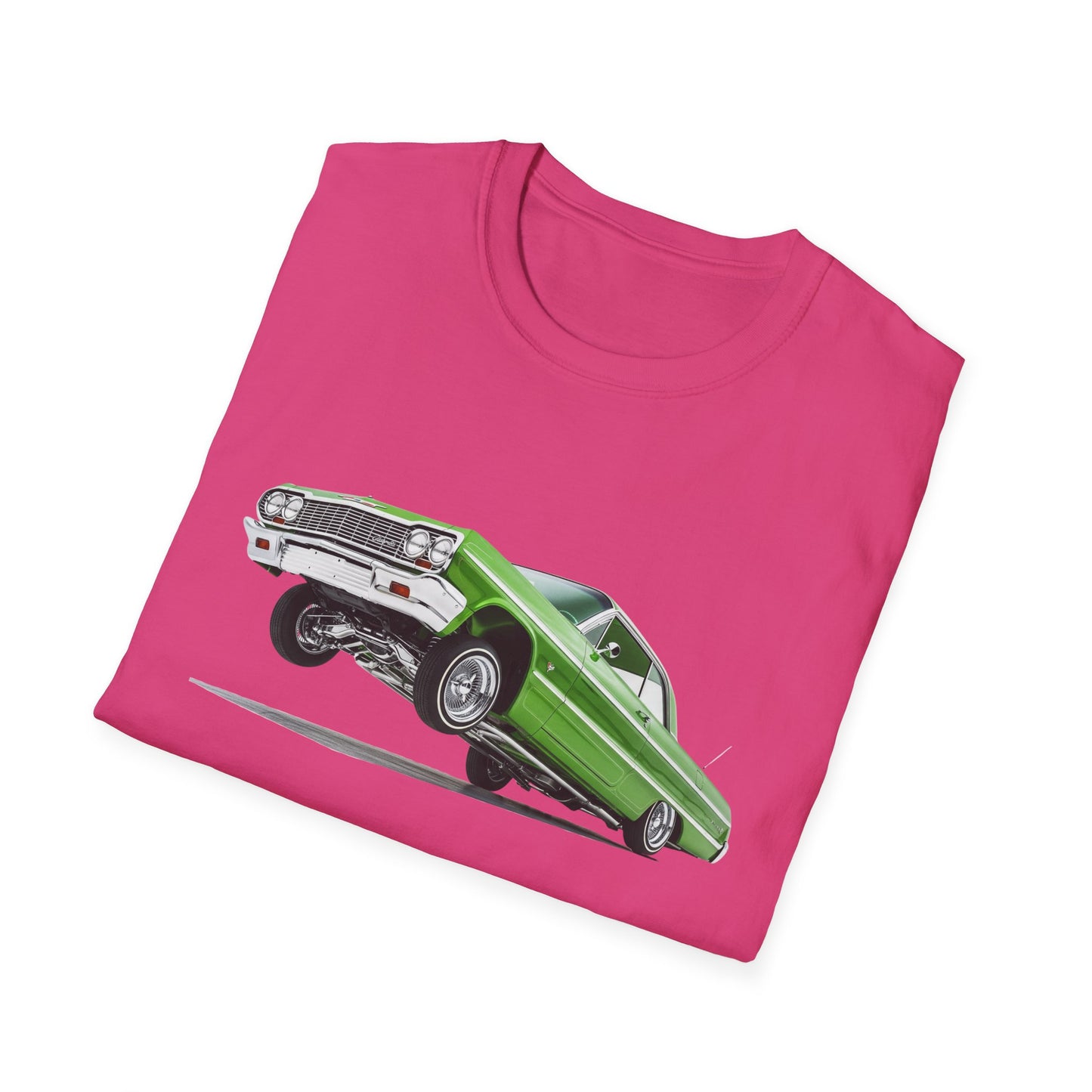1964 Chevy Impala Hydraulics Lowrider Hoppin' Ink Drawing T-Shirt - Old School Hip Hop Cholo Art Tee Design - Chicano Car Club Graphic Tee