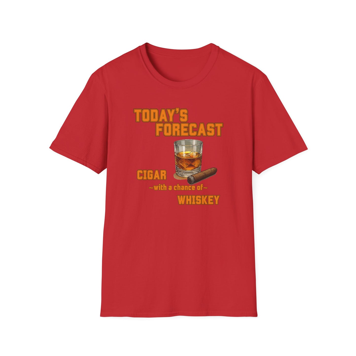 Today's Forecast Cigar with a chance of Whiskey Unisex T-Shirt, BBQ Pool Party Shirt, Fathers Day Gift, Relaxation Leisure, Cigar lover Gift