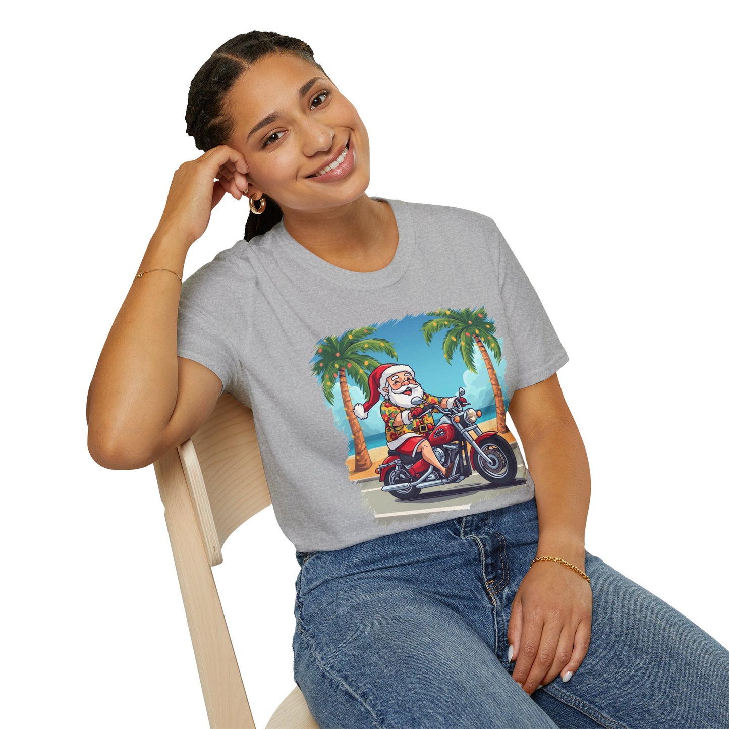 Tropical Santa riding a motorcycle shirt, Family Christmas Shirts, Christmas T Shirt, Holiday Shirt, Cute Xmas Shirt for the family, Holiday Gift