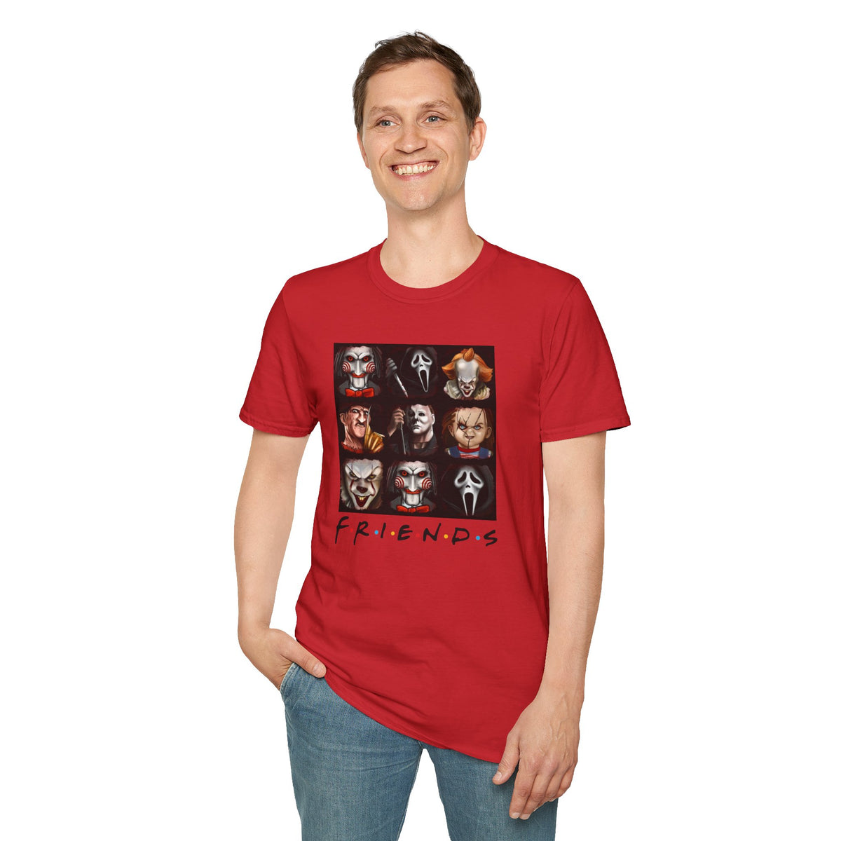 Horror Movie Villains Halloween Softstyle T-Shirt, Scary Movie Tee, Halloween Shirt, Horror Movie Fan Gift, Horror Movie Characters