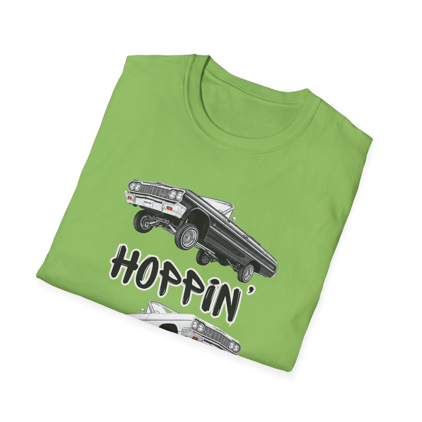 1964 Chevy Impala Hydraulics Lowrider Hoppin' Ink Drawing T-Shirt - Old School Hip Hop Cholo Art Tee Design - Chicano Car Club Graphic Tee