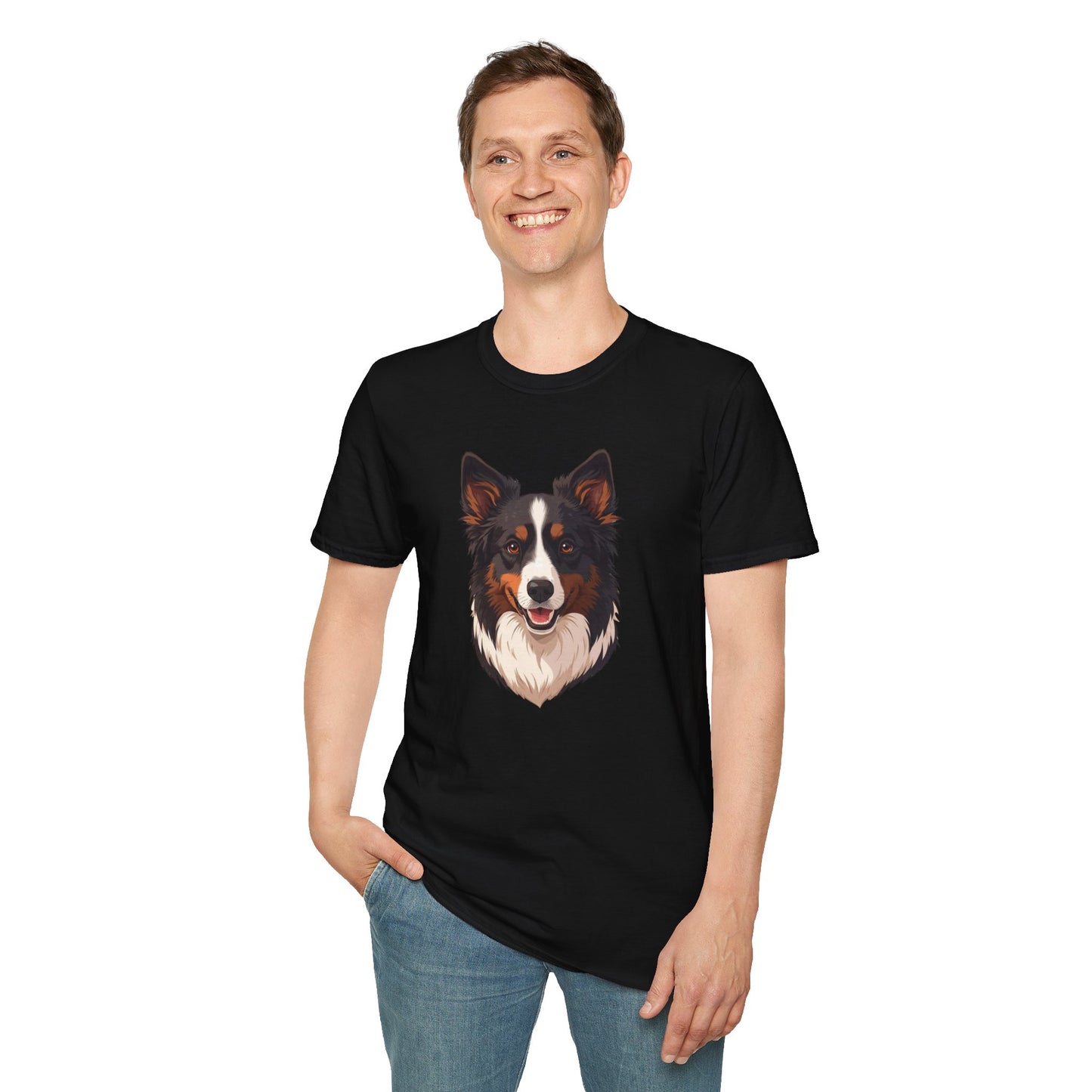 Border Collie Dog Portrait Shirt – Border Collie Dog Lover Gift, Cute Dog Mom Tee, Dog Dad Shirt, Pet Breed Apparel