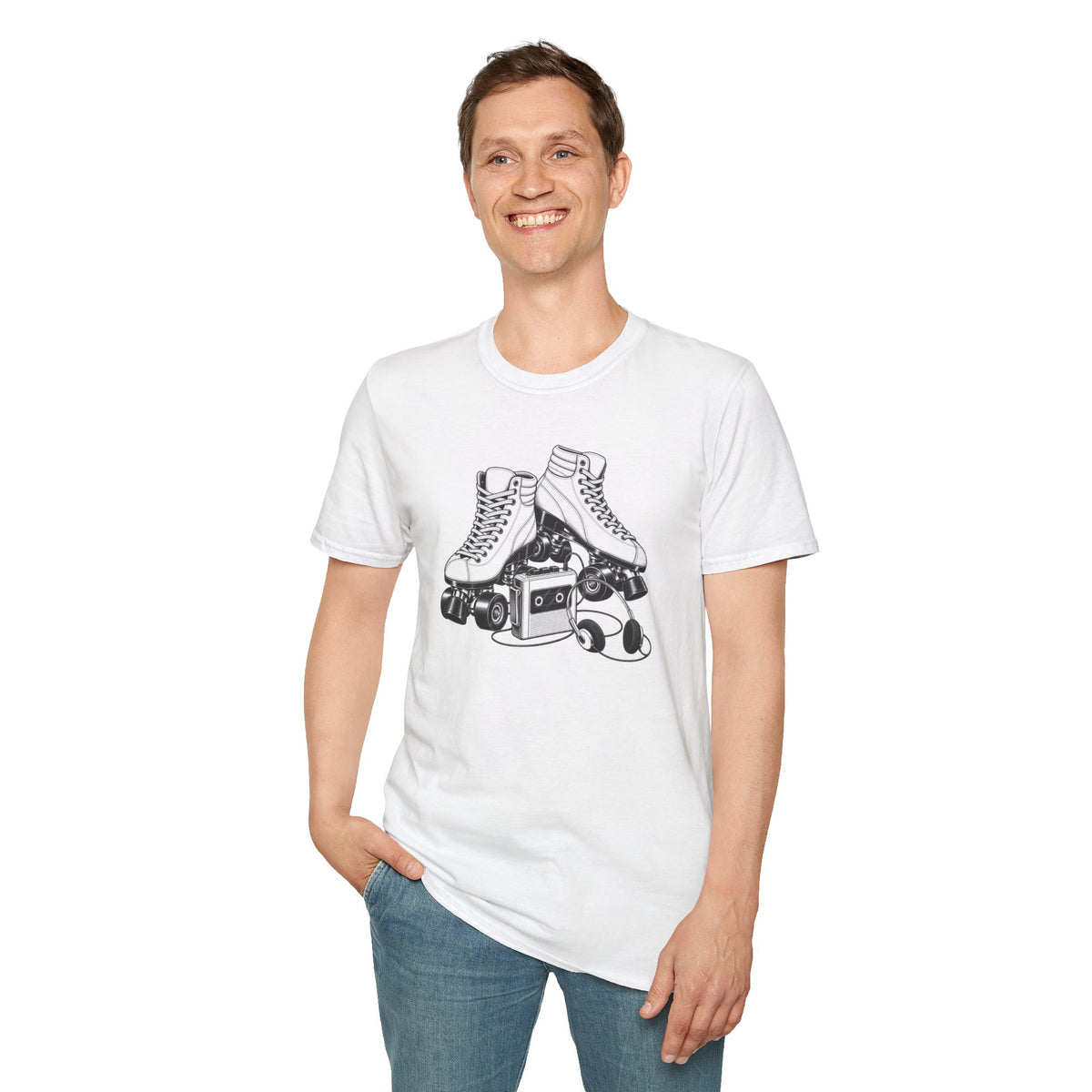 Roller Skate T-Shirt, Retro Cassette Tee, Vintage Roller Rink Shirt, Music Lover Gift, Skater Tee
