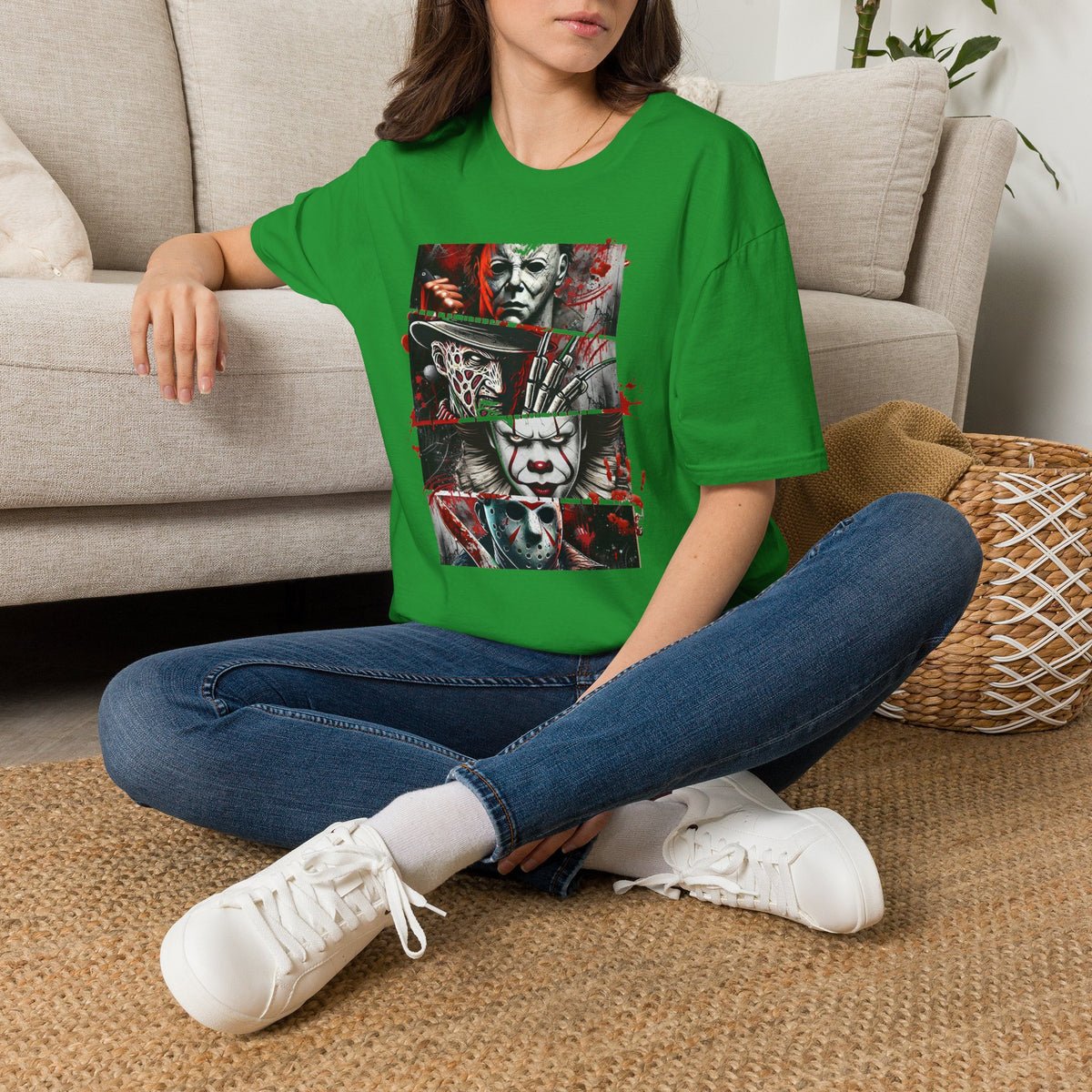 Horror Movie Villains Halloween Softstyle T-Shirt, Scary Movie Tee, Halloween Shirt, Horror Movie Fan Gift, Horror Movie Characters