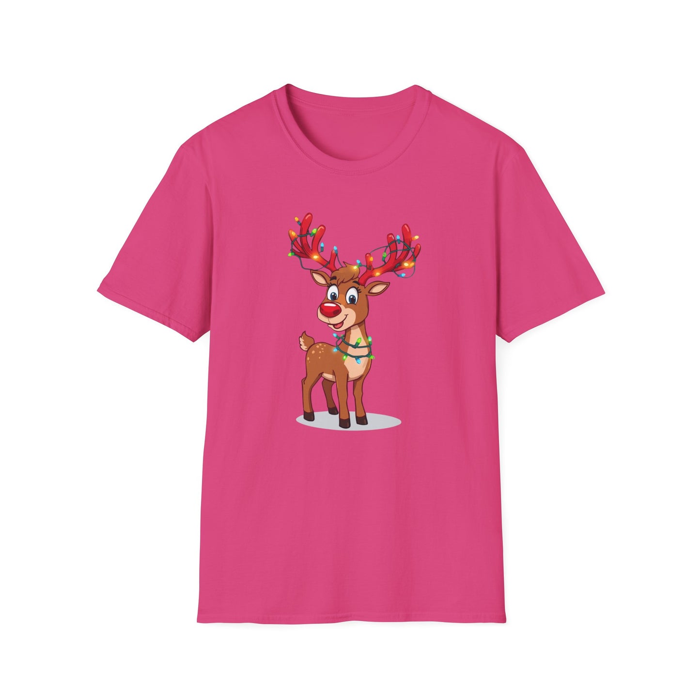 Smiling Reindeer with Christmas Lights Shirt, Family Christmas Shirts, Christmas T Shirt, Holiday Shirt, Cute Xmas Shirt for the family, Holiday Gift