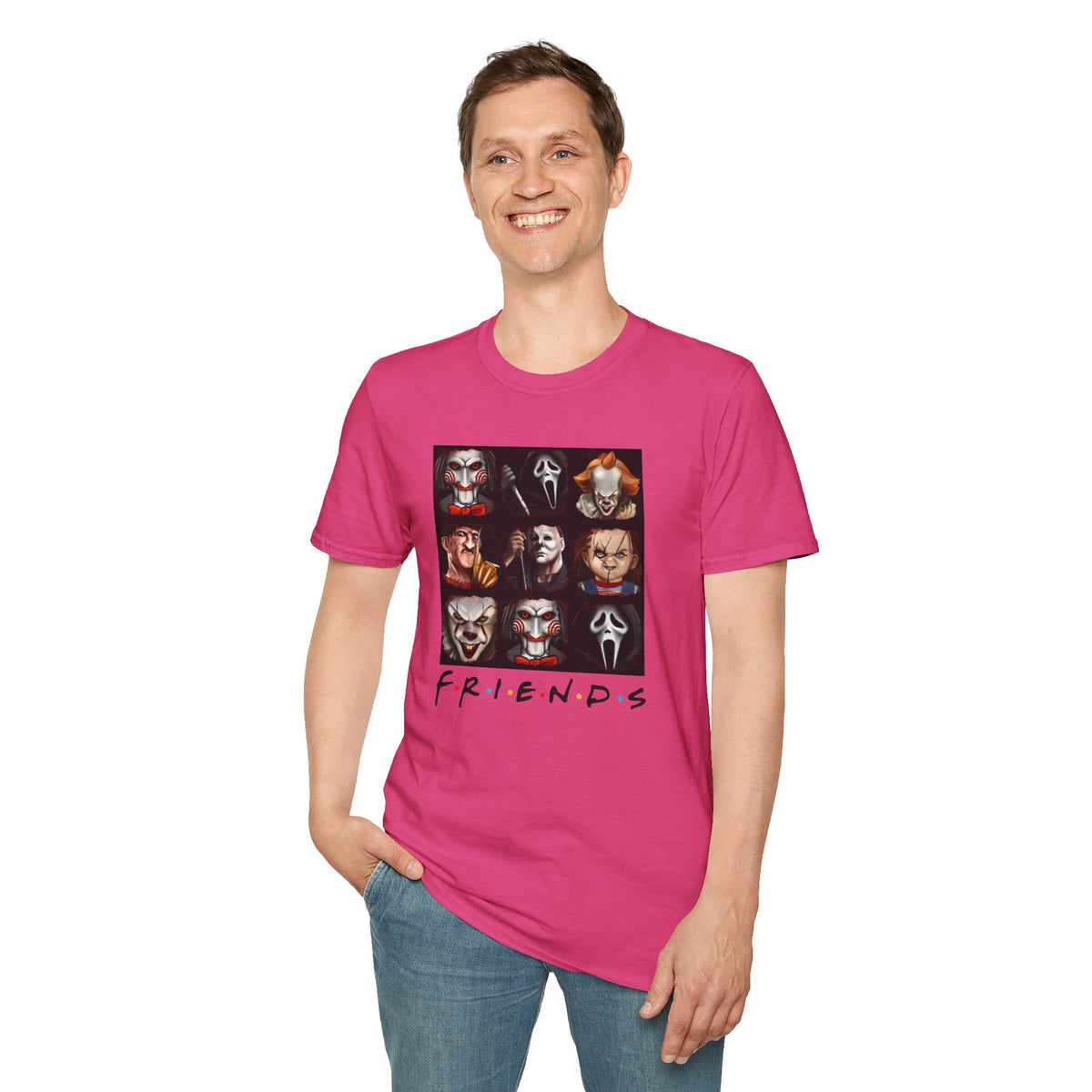 Horror Movie Villains Halloween Softstyle T-Shirt, Scary Movie Tee, Halloween Shirt, Horror Movie Fan Gift, Horror Movie Characters