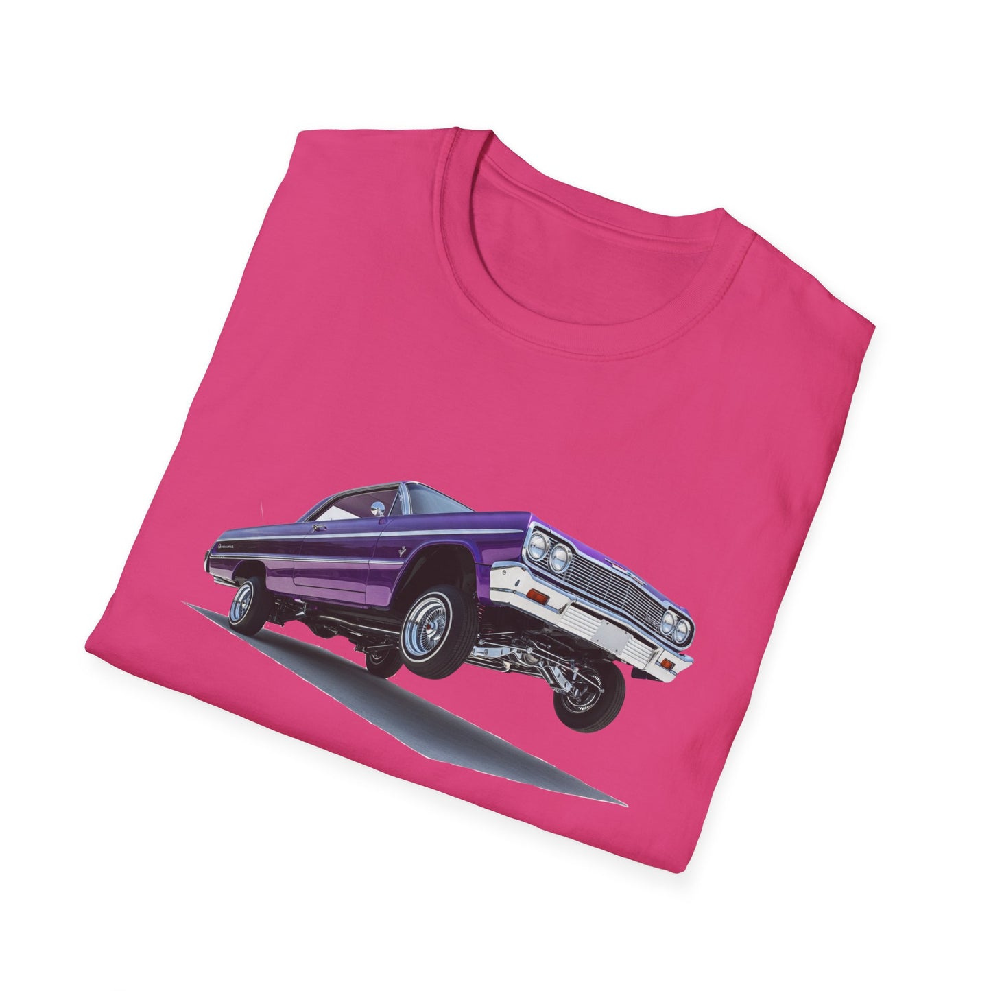 1964 Chevy Impala Hydraulics Lowrider Hoppin' Ink Drawing T-Shirt - Old School Hip Hop Cholo Art Tee Design - Chicano Car Club Graphic Tee