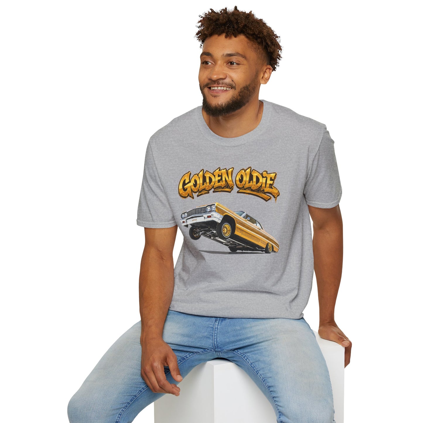 Golden Oldie Lowrider Shirt, Classic Car Tee, Vintage Auto Graphic Shirt, Car Enthusiast Gift, Retro Car Lover Tee