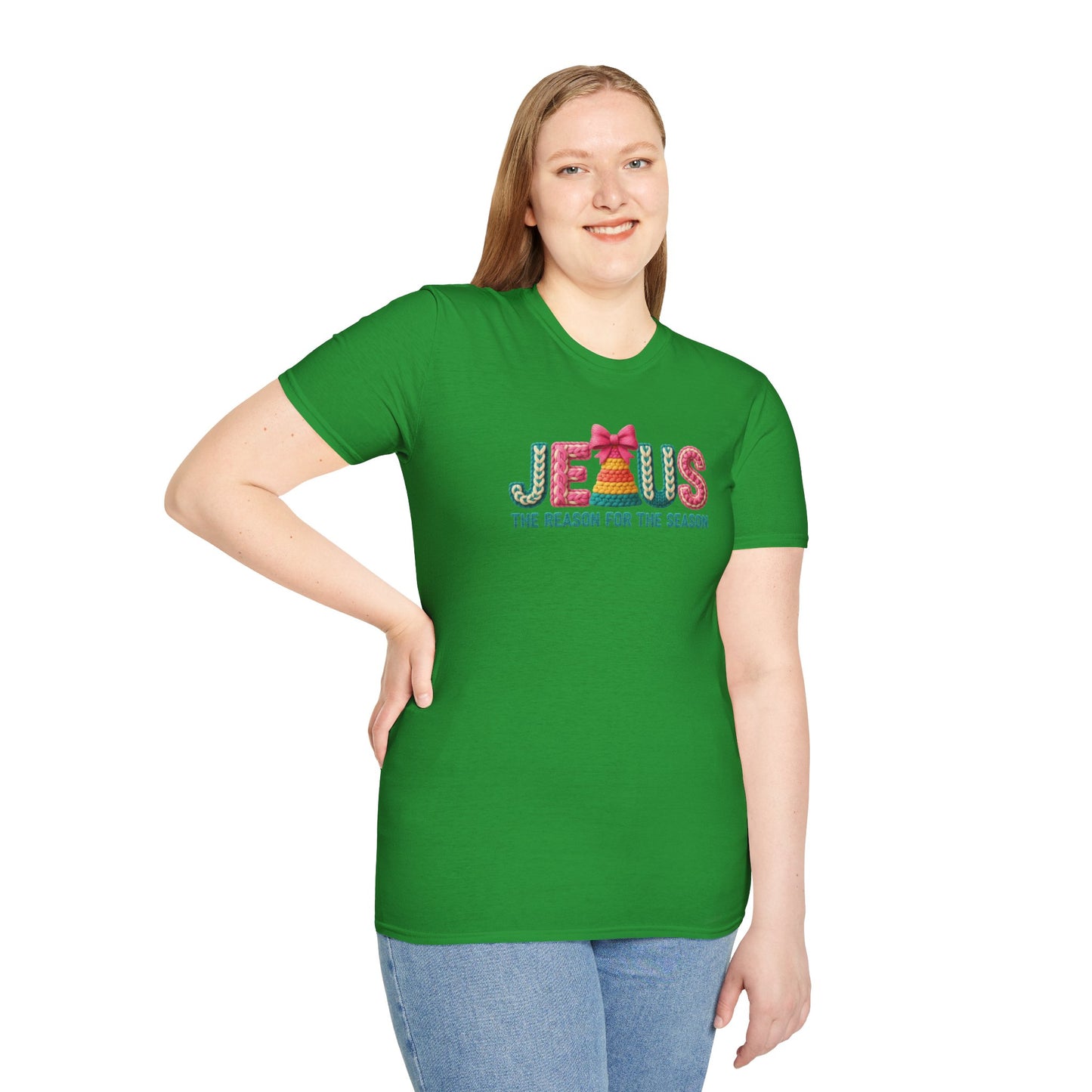 Jesus Christmas T-Shirt – The Reason for the Season Tee, Faith Christian Holiday Shirt with Bow Design