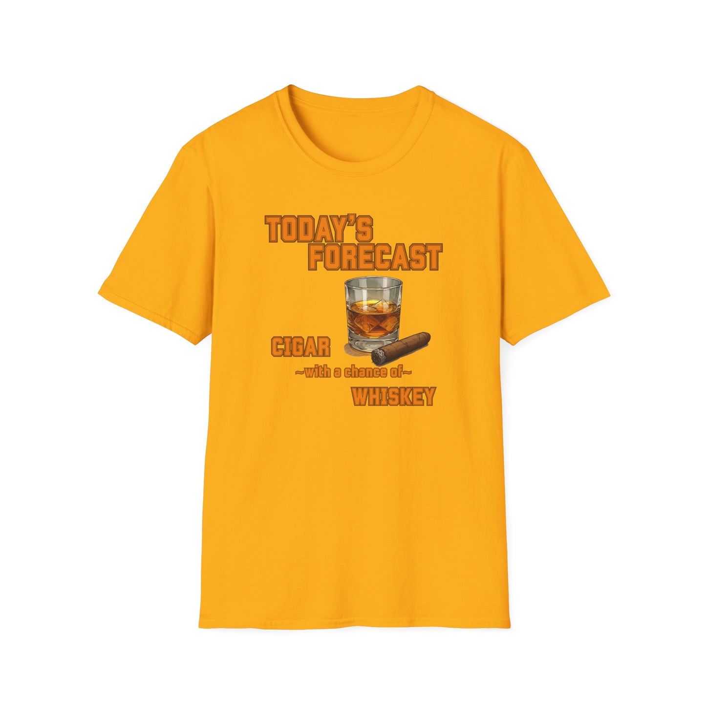 Today's Forecast Cigar with a chance of Whiskey Unisex T-Shirt, BBQ Pool Party Shirt, Fathers Day Gift, Relaxation Leisure, Cigar lover Gift