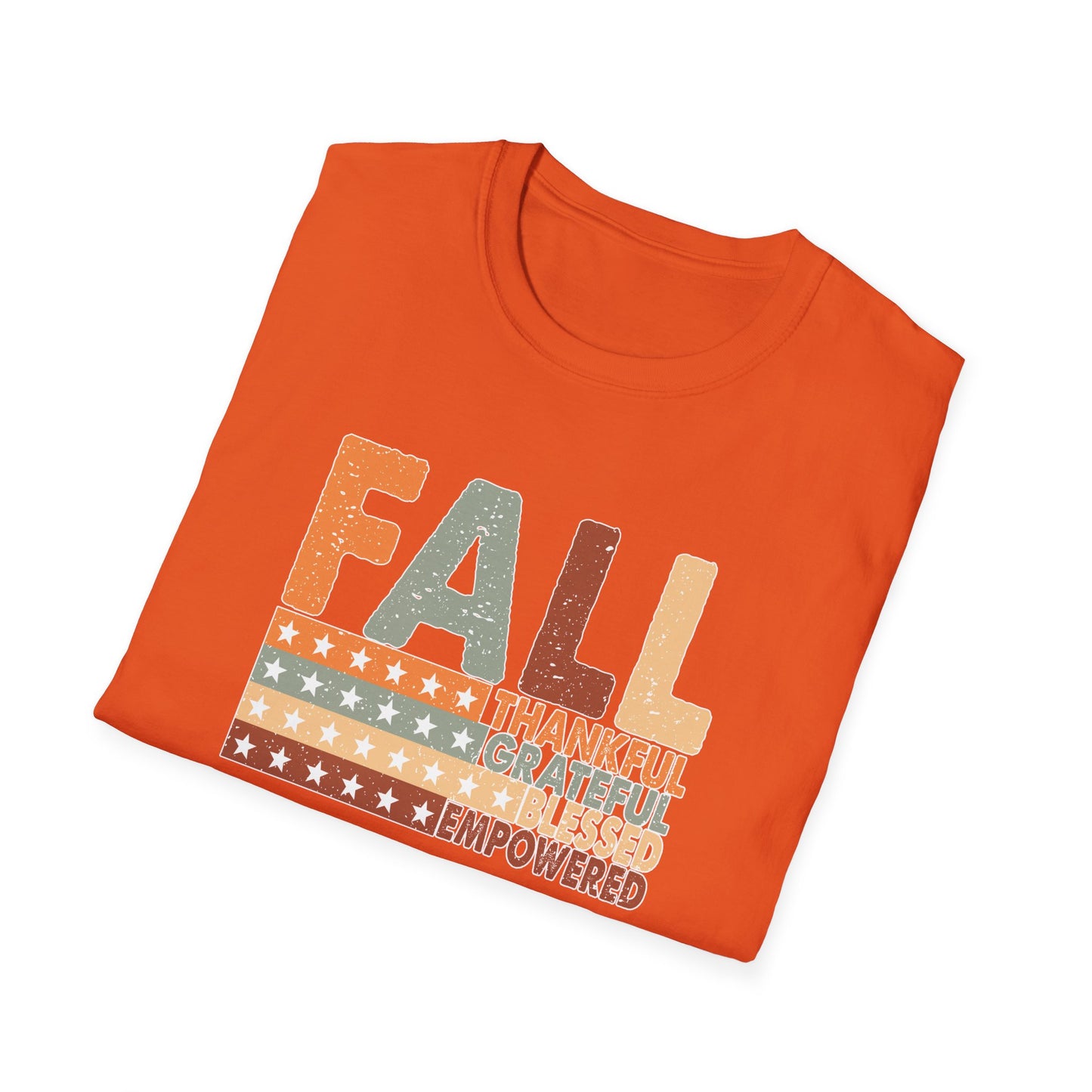 Fall Unisex Softstyle T-Shirt with Inspirational Words, Thankful, Grateful, Blessed, Empowered, Fall Tee, Hope Shirt, Thanksgiving Shirt