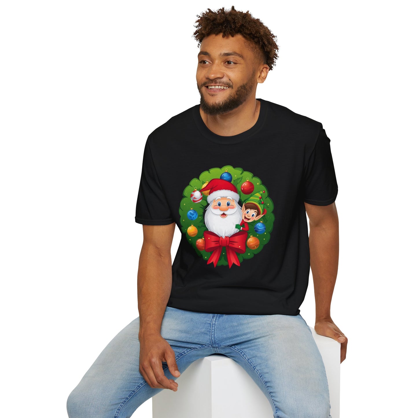 Santa and Elf on a Wreath Shirt, Family Christmas Shirts, Christmas T Shirt, Holiday Shirt, Cute Xmas Shirt for the family, Holiday Gift