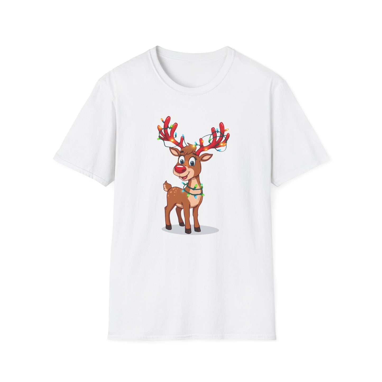 Smiling Reindeer with Christmas Lights Shirt, Family Christmas Shirts, Christmas T Shirt, Holiday Shirt, Cute Xmas Shirt for the family, Holiday Gift