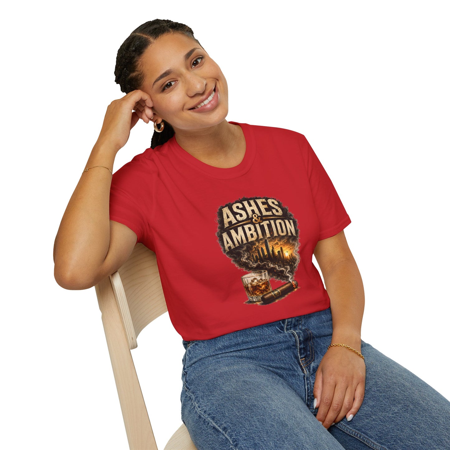 Ashes & Ambition Cigar T-Shirt – Whiskey, Success & Hustle Lifestyle Tee