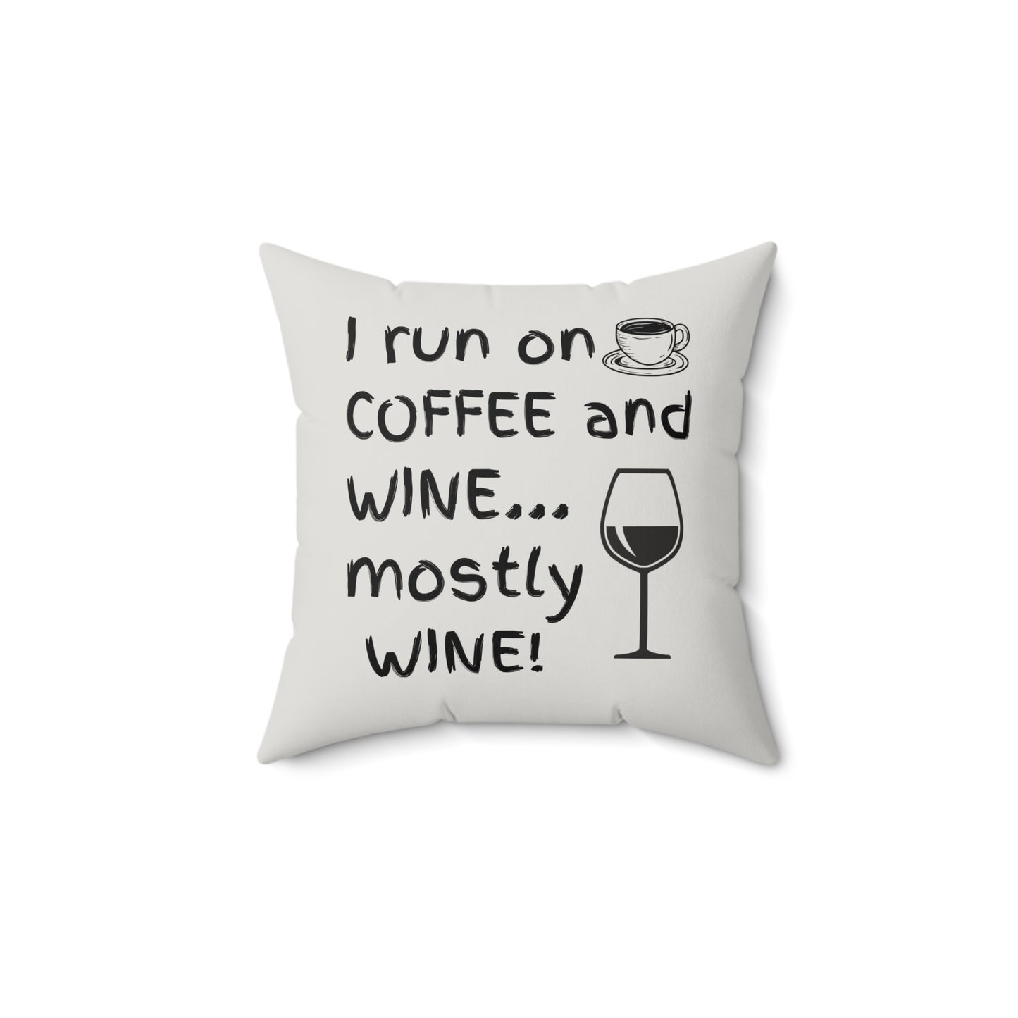 Coffee & Wine Quote Pillow, Faux Suede Throw Cushion for Home Decor, Funny Gift for Coffee Lovers, Living Room Accent, Couch Pillow