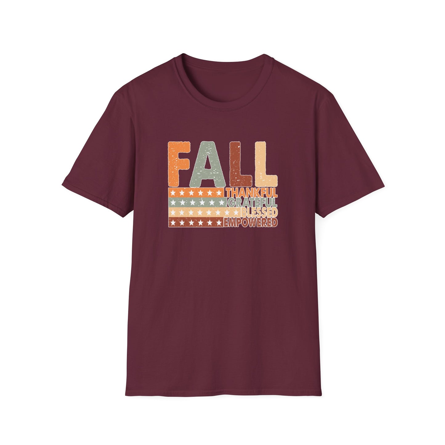 Fall Unisex Softstyle T-Shirt with Inspirational Words, Thankful, Grateful, Blessed, Empowered, Fall Tee, Hope Shirt, Thanksgiving Shirt