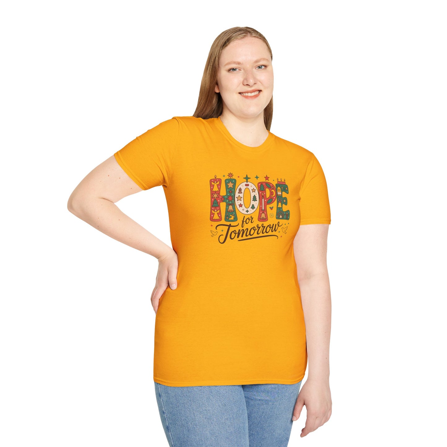 Hope for Tomorrow Christmas T-Shirt – Inspirational Holiday Faith Tee with Festive Lettering and Positive Message