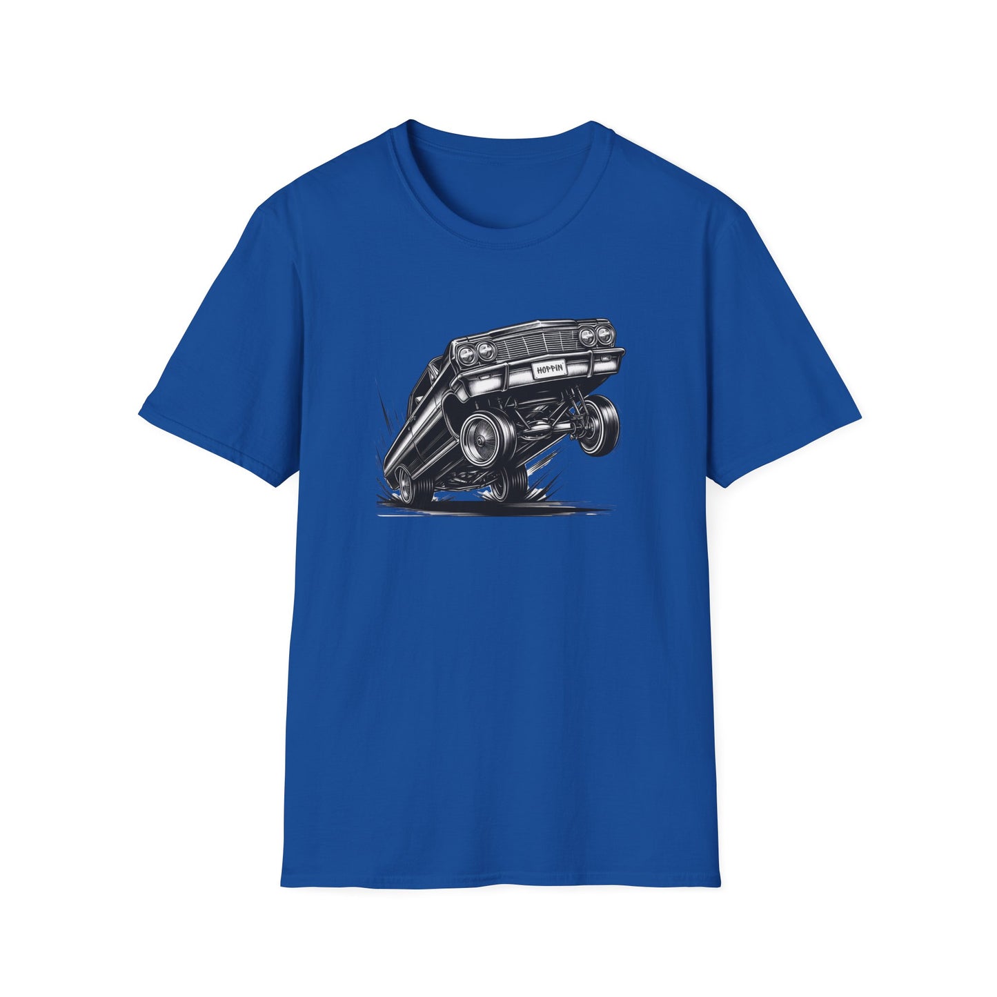 1964 Chevy Impala Hydraulics Lowrider Ink Drawing T-Shirt - Chicano Car Club Graphic Tee - Old School Hip Hop Cholo Art Tee Design