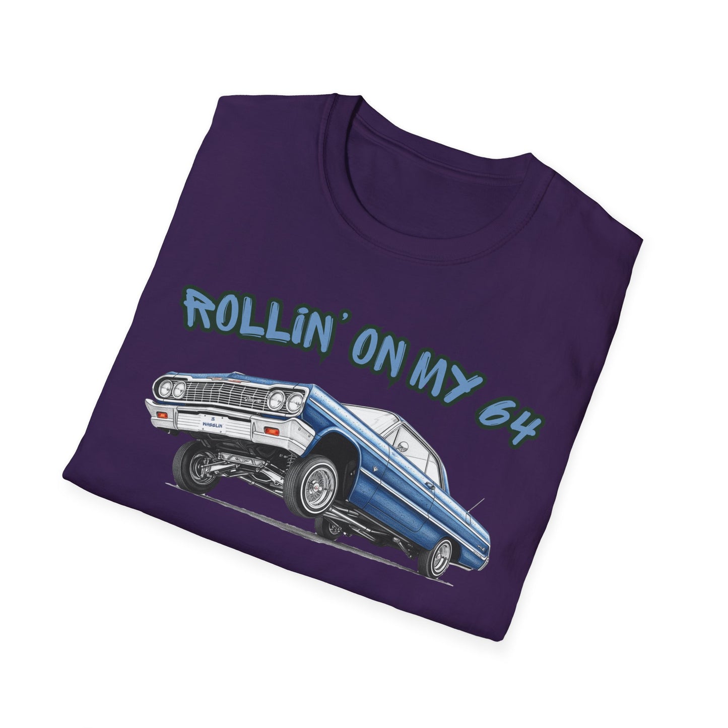 Lowrider Shirt, Rollin On My 64 Tee, Classic Car Graphic Shirt, Vintage Car Enthusiast Gift, Retro Auto Unisex Tee
