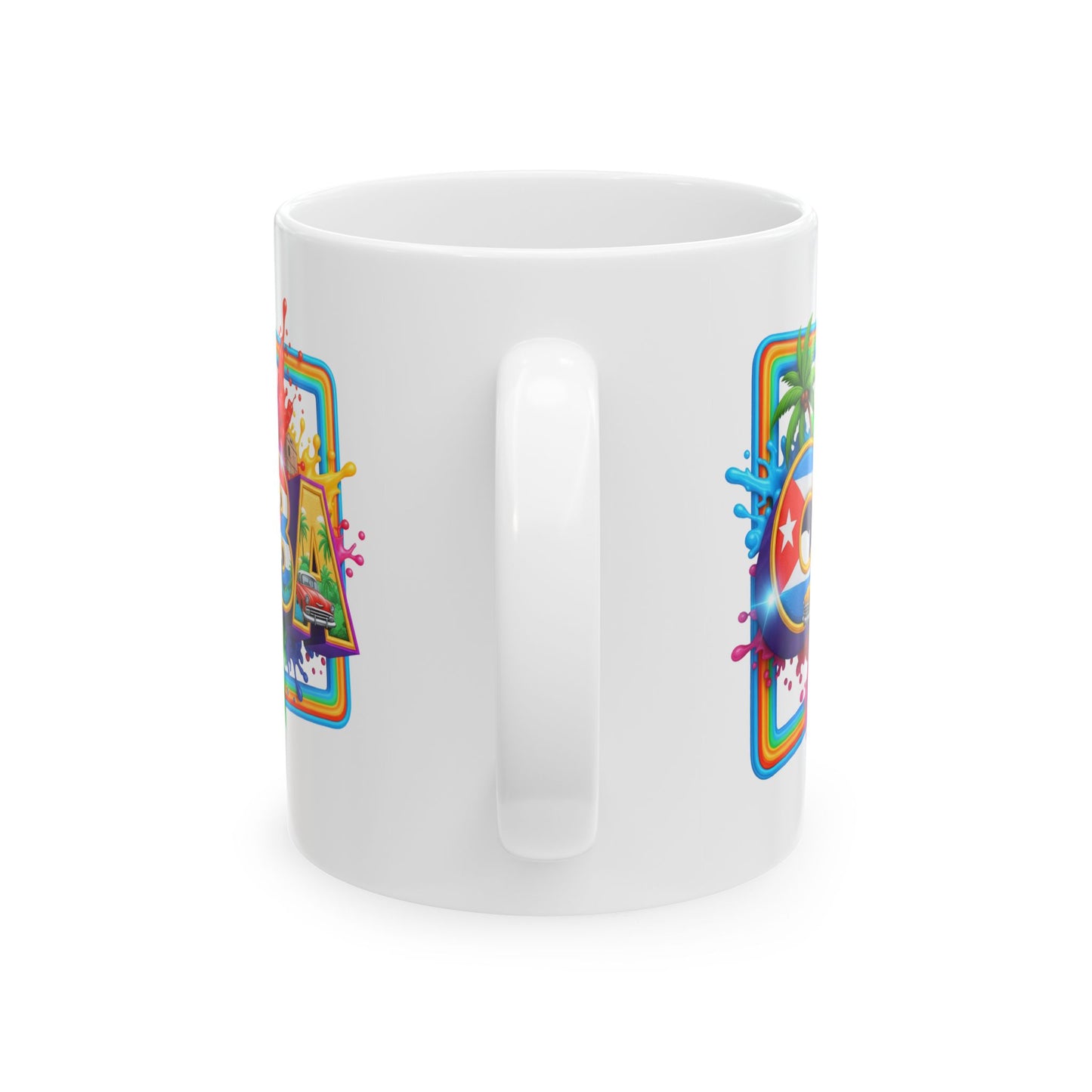 Colorful Cuban Flag Ceramic Mug, 11oz 15oz - Vibrant Cuba Souvenir Coffee Cup, Patriotic Tea Mug, Cuban American Gift, Kitchen Decor