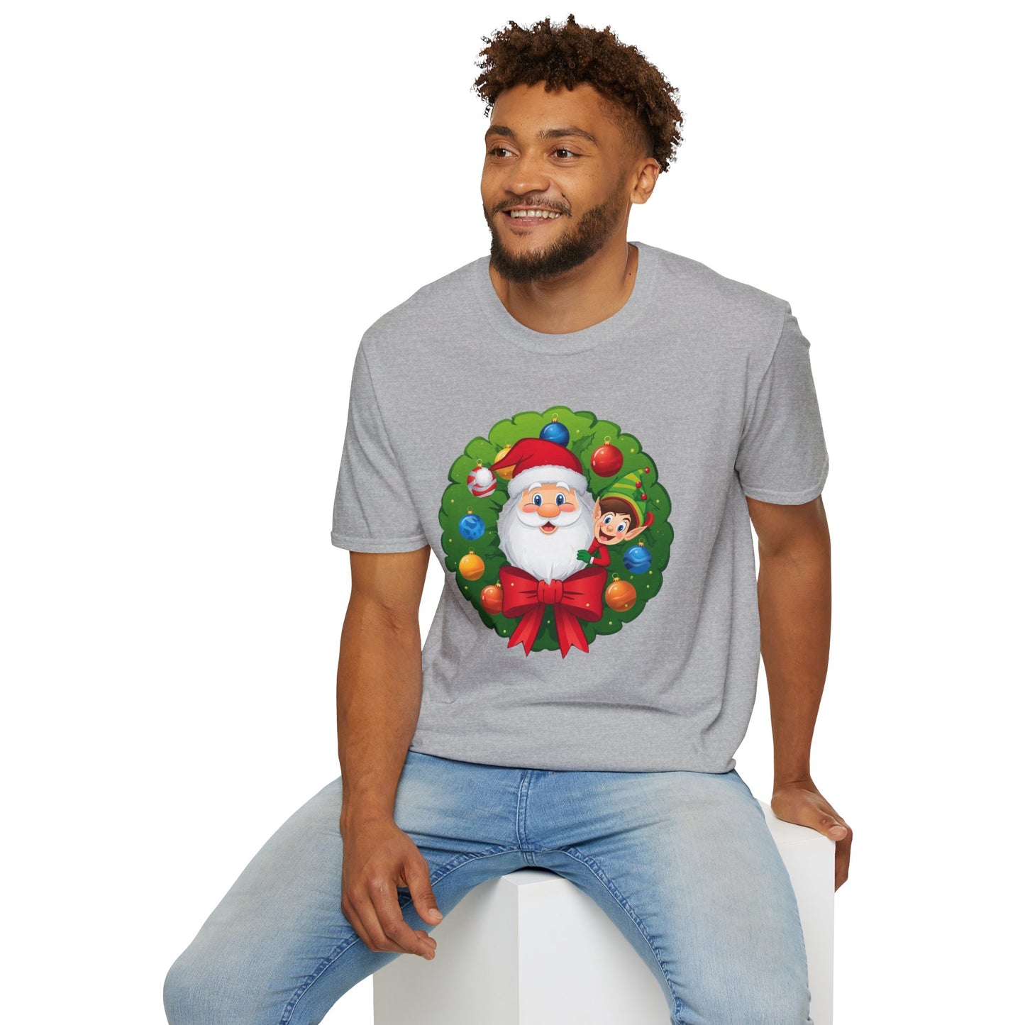 Santa and Elf on a Wreath Shirt, Family Christmas Shirts, Christmas T Shirt, Holiday Shirt, Cute Xmas Shirt for the family, Holiday Gift