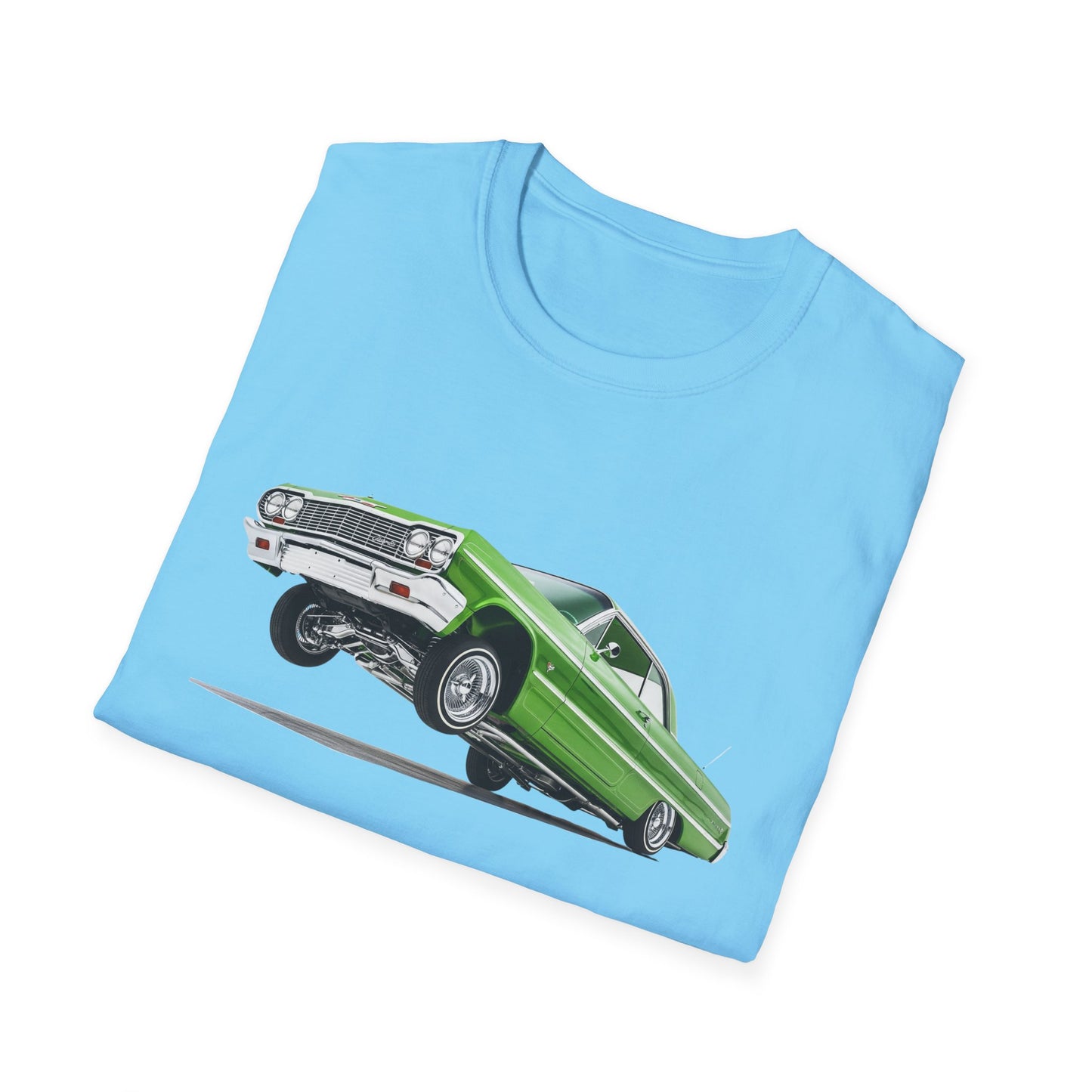 1964 Chevy Impala Hydraulics Lowrider Hoppin' Ink Drawing T-Shirt - Old School Hip Hop Cholo Art Tee Design - Chicano Car Club Graphic Tee