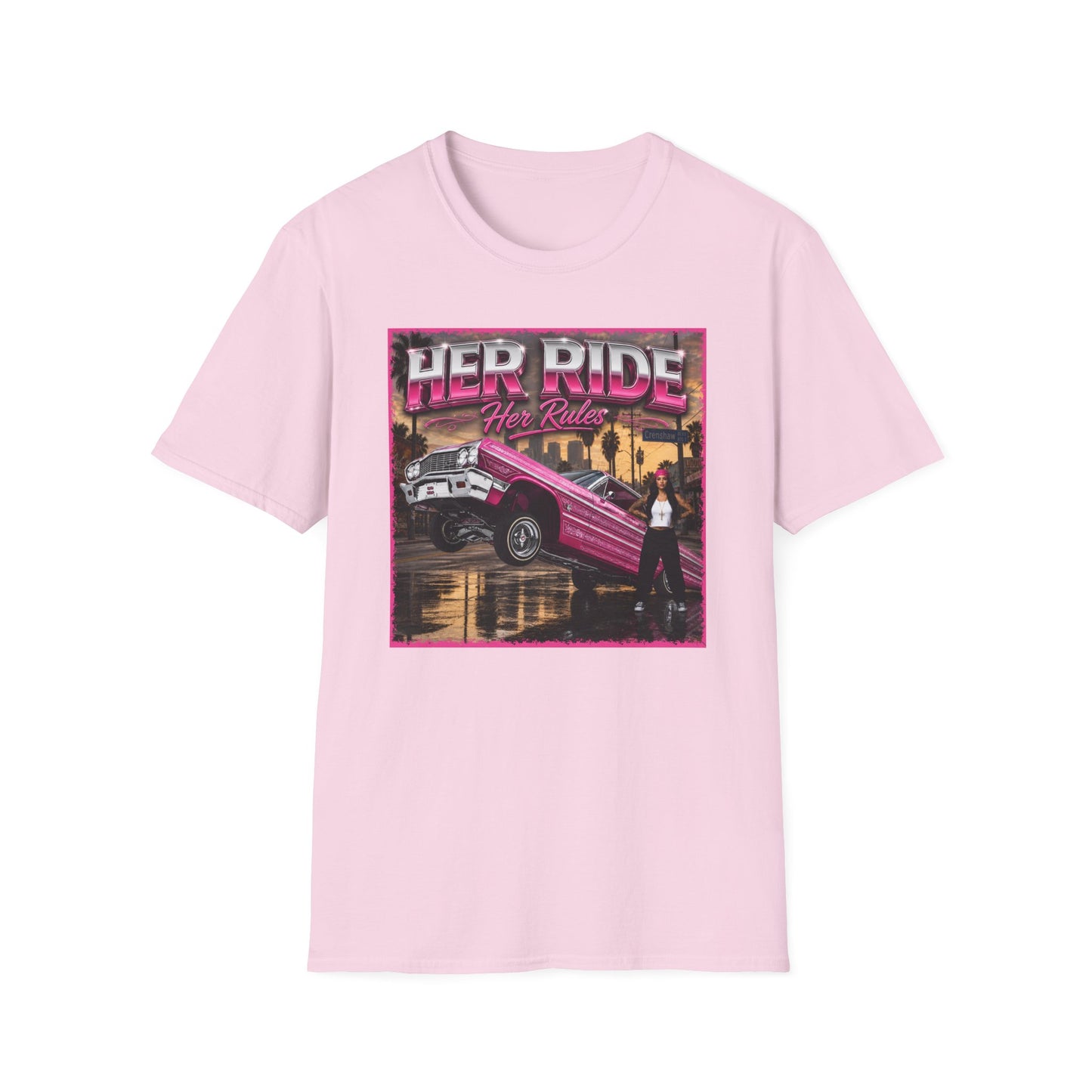 Women Lowrider Shirt, Her Ride Her Rules Tee, Pink Classic Car Graphic Shirt, Car Enthusiast Gift, Retro Auto Tee