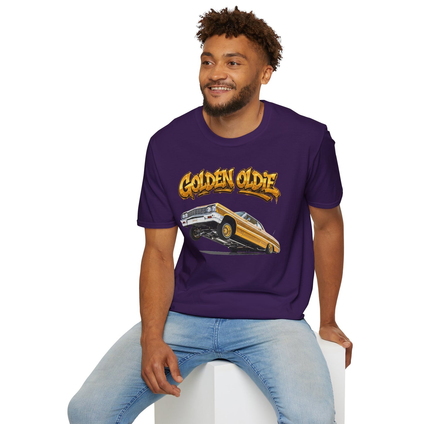 Golden Oldie Lowrider Shirt, Classic Car Tee, Vintage Auto Graphic Shirt, Car Enthusiast Gift, Retro Car Lover Tee